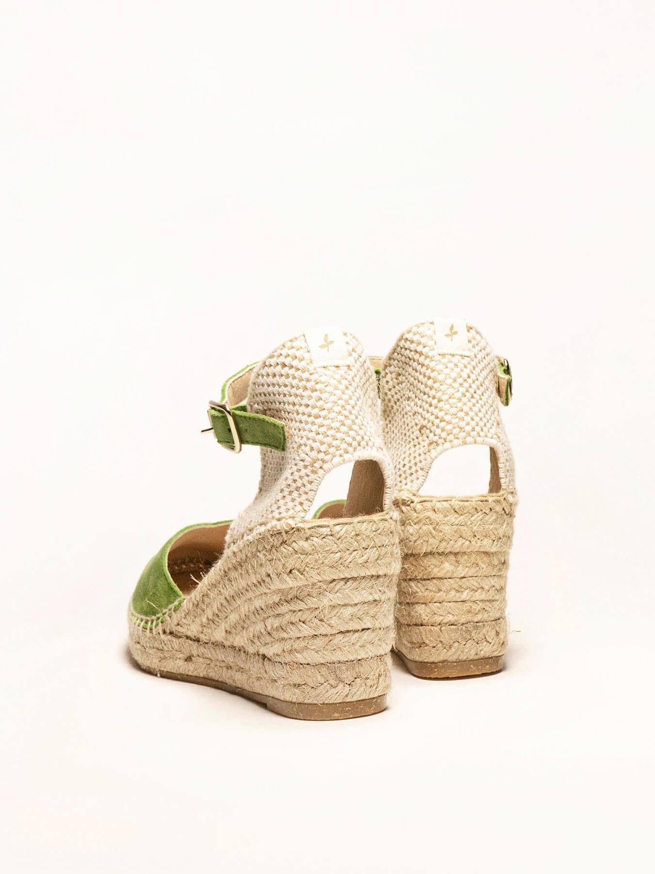 Sandália Anabela Média Jara Camurça Verde