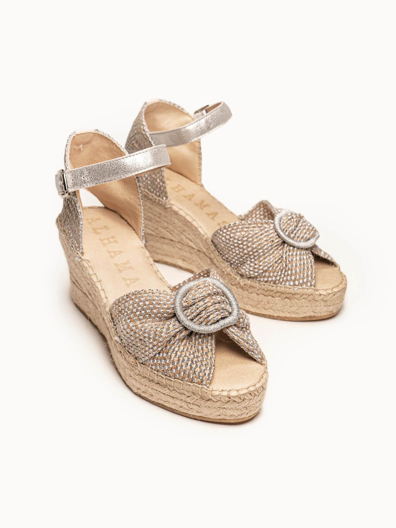 Sandália Anabela Média Plataforma Amapola Tira Prata