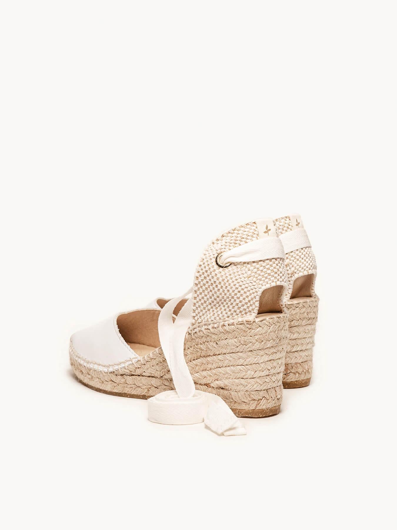 Sandália Romero Anabela 7 cm Napa Branco