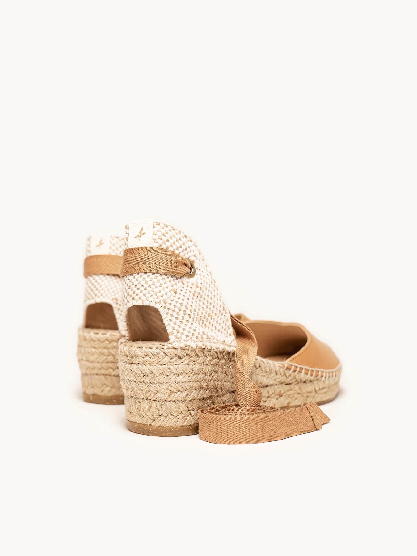 Sandália Romero Anabela 5 cm Napa Marrom Claro