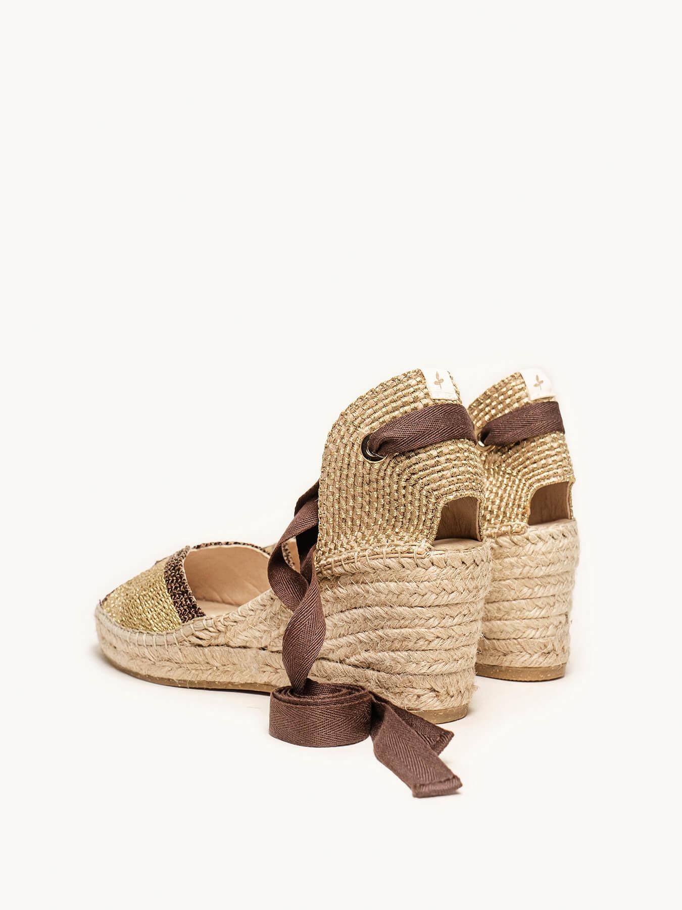 Sandália Lirio Anabela 7 cm Corda Marrom