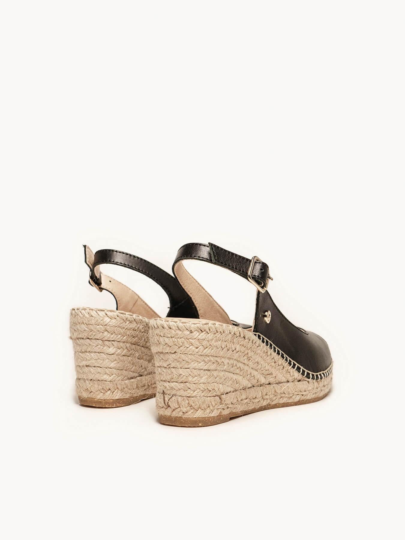 Sandália Clavel Anabela 7 cm Napa Preto