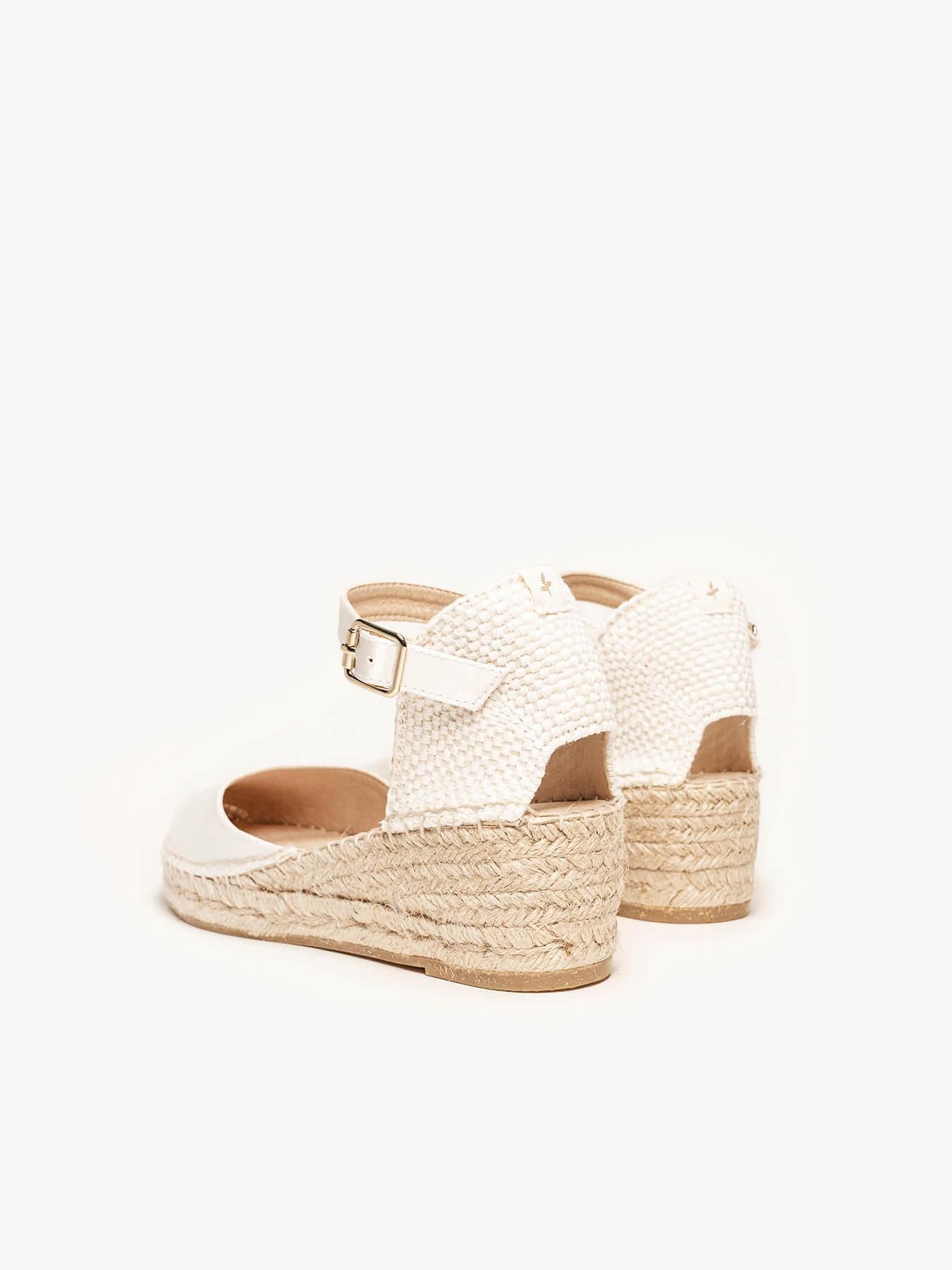 Sandália Dalia Anabela 5 cm Cetim Branco
