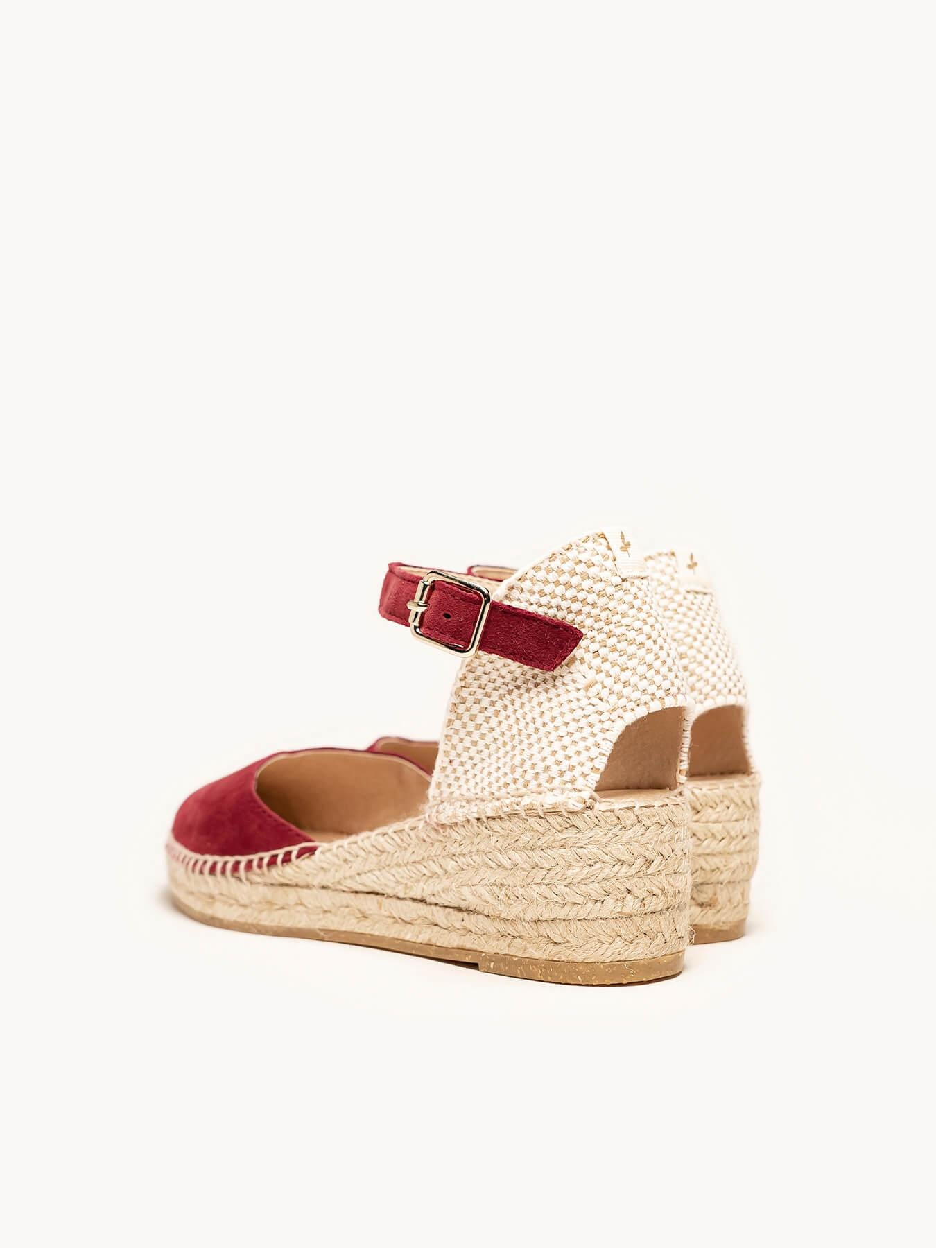 Sandália Jara Anabela 5 cm Camurça Granada