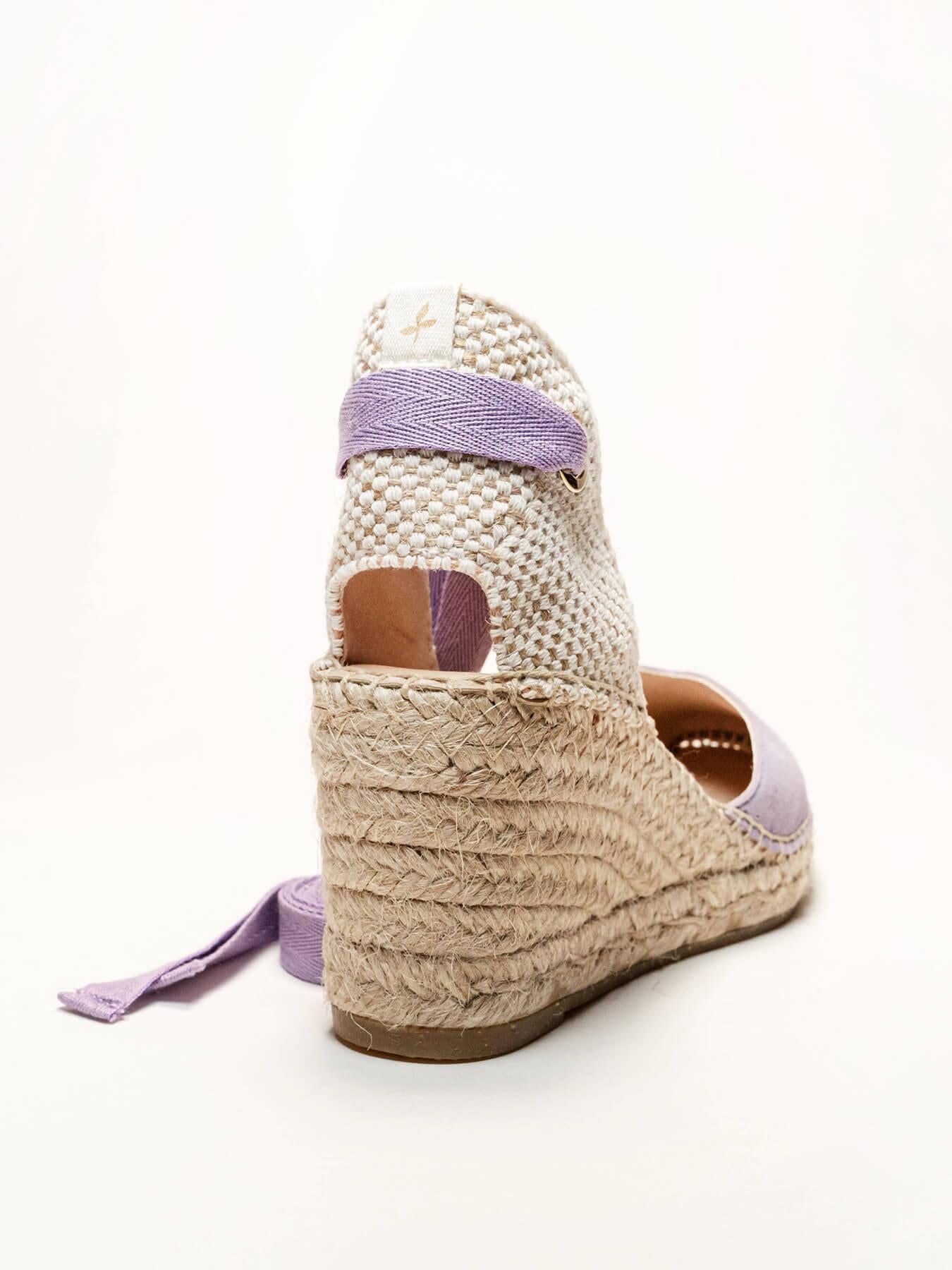 Sandália Romero Anabela 7 cm Camurça Lilás
