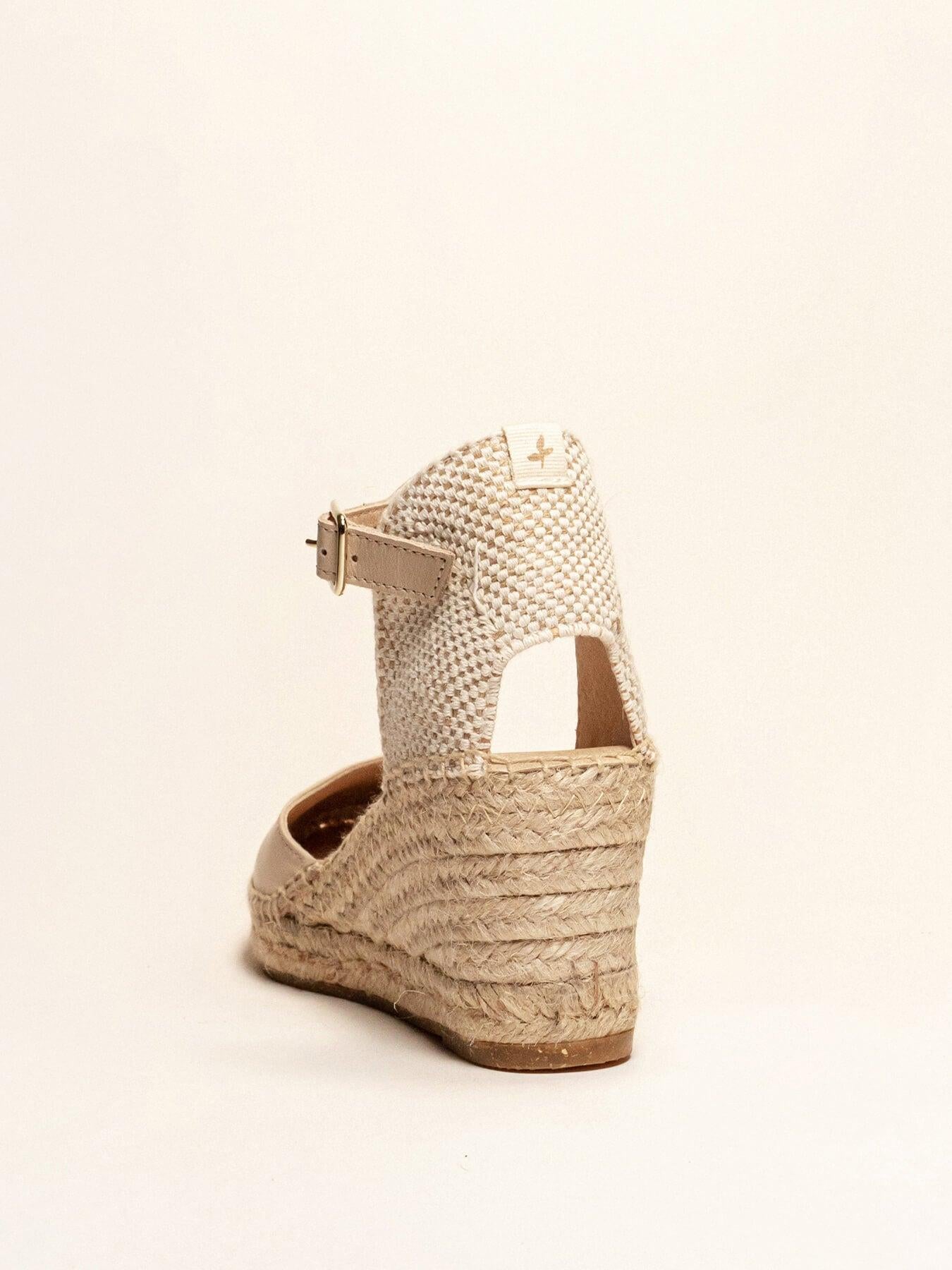 Sandália Marga Anabela 7 cm Napa Areia