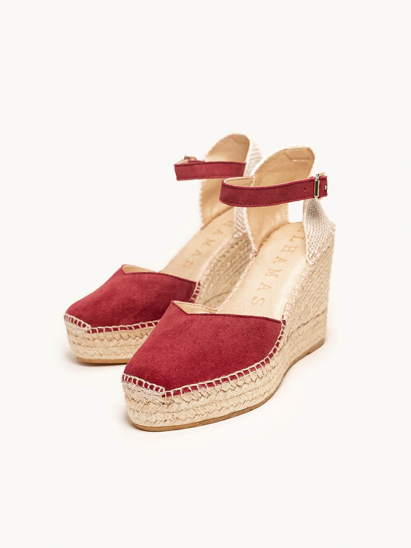 Sandália Jara Anabela 10 cm Camurça Granada
