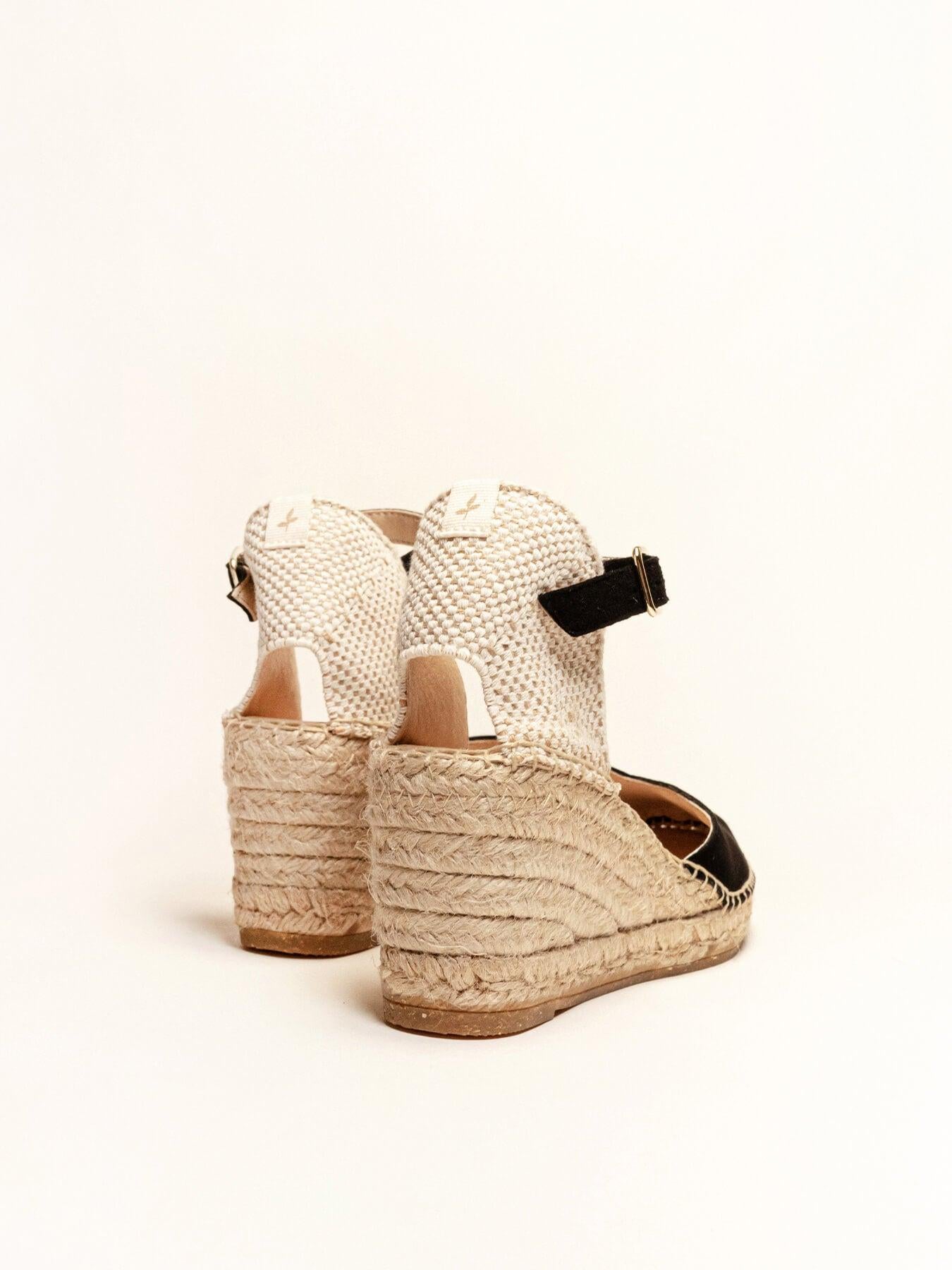 Sandália Anabela Média Jara Camurça Preta