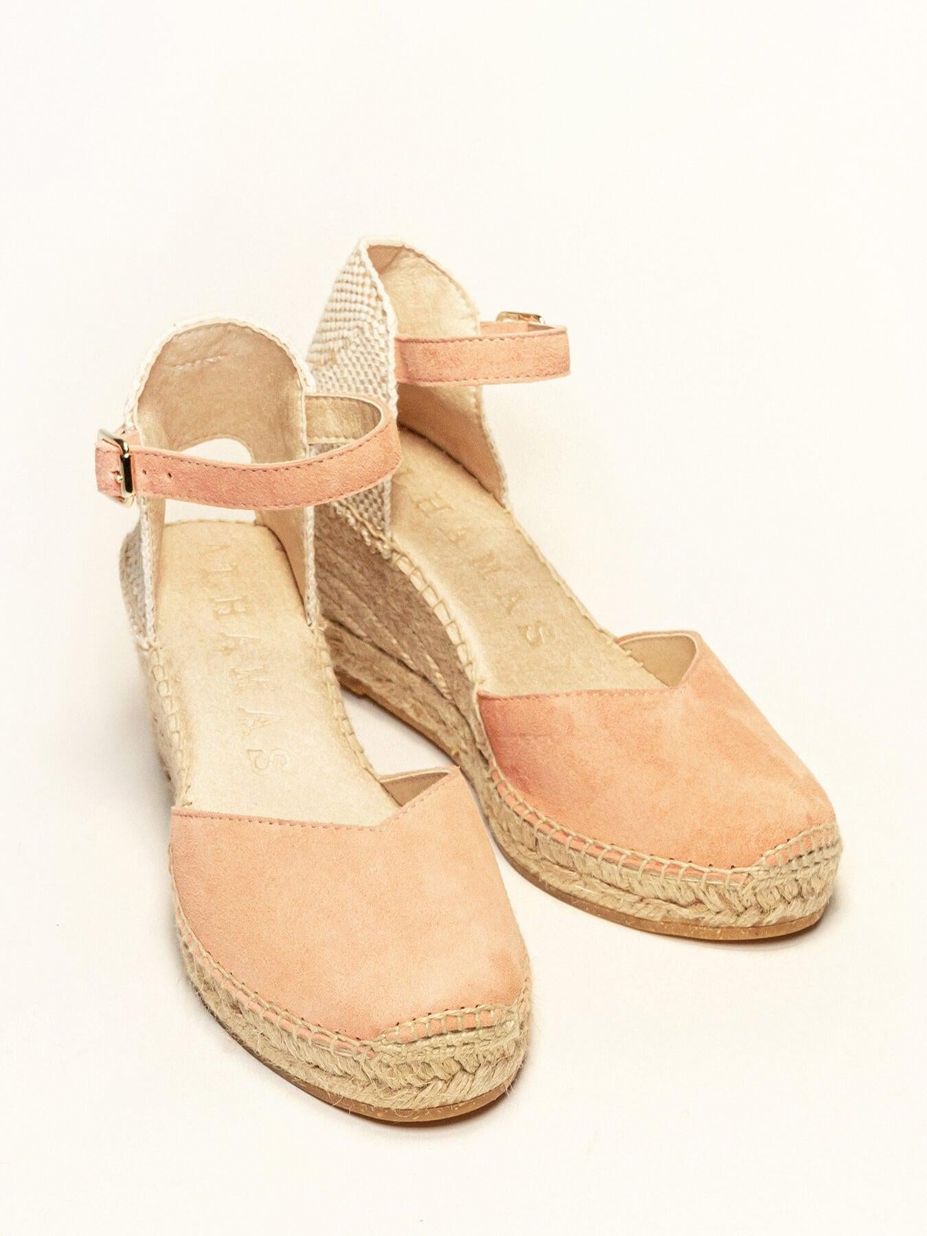 Sandália Jara Anabela 7 cm Camurça Laranja Claro