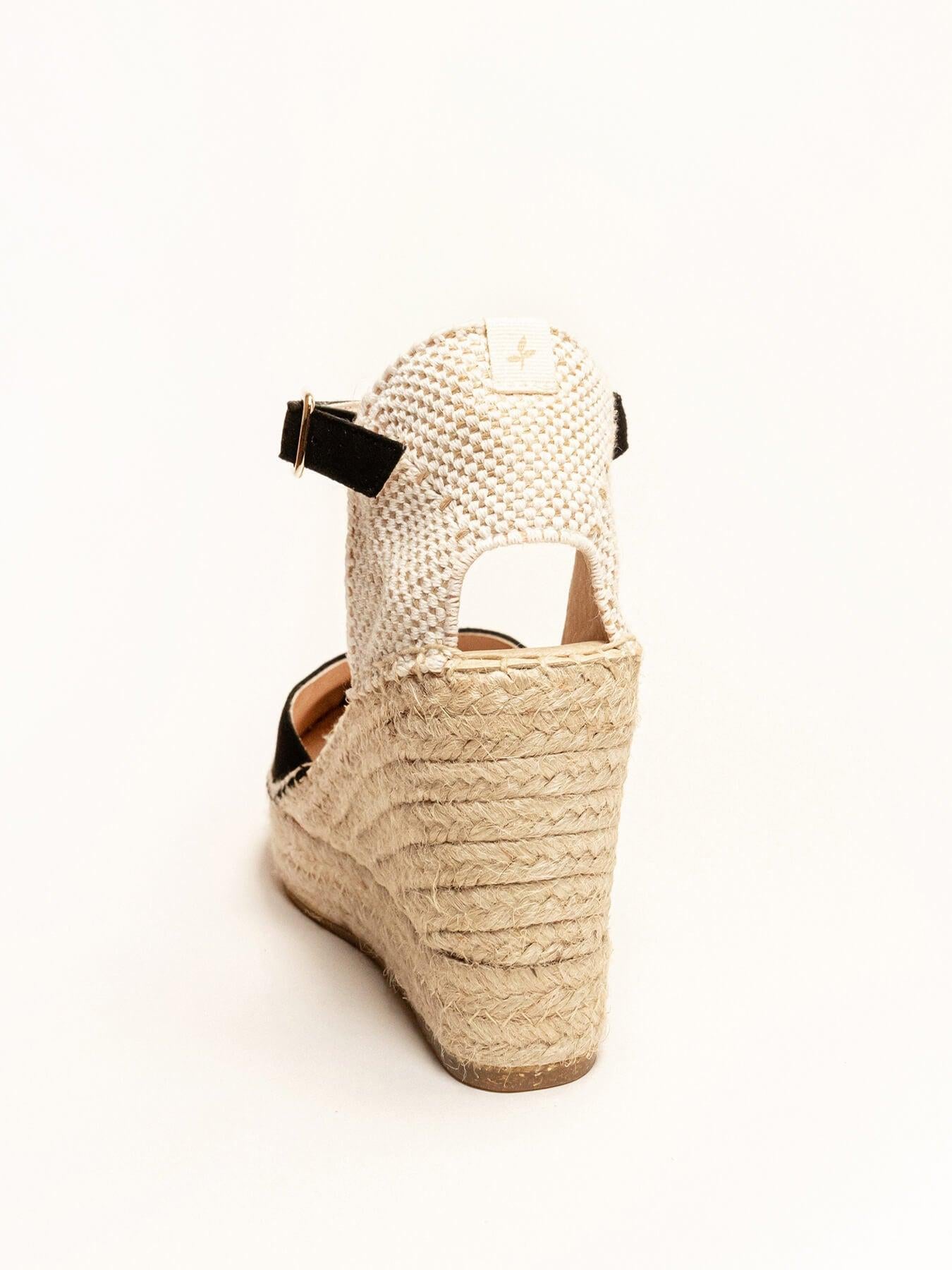 Sandália Jara Anabela 10 cm Camurça Preto