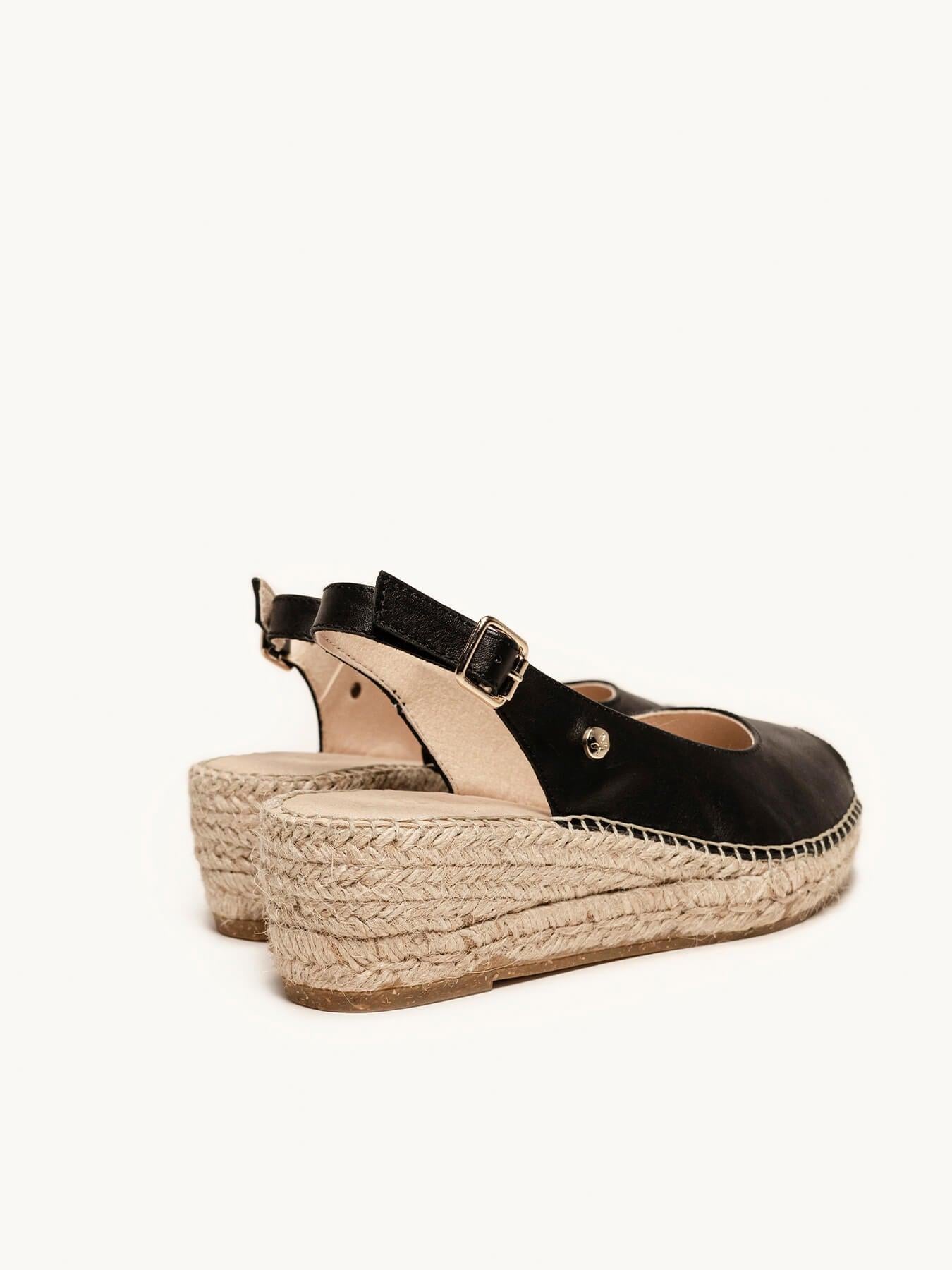 Sandália Anabela Baixa Clavel Napa Preto