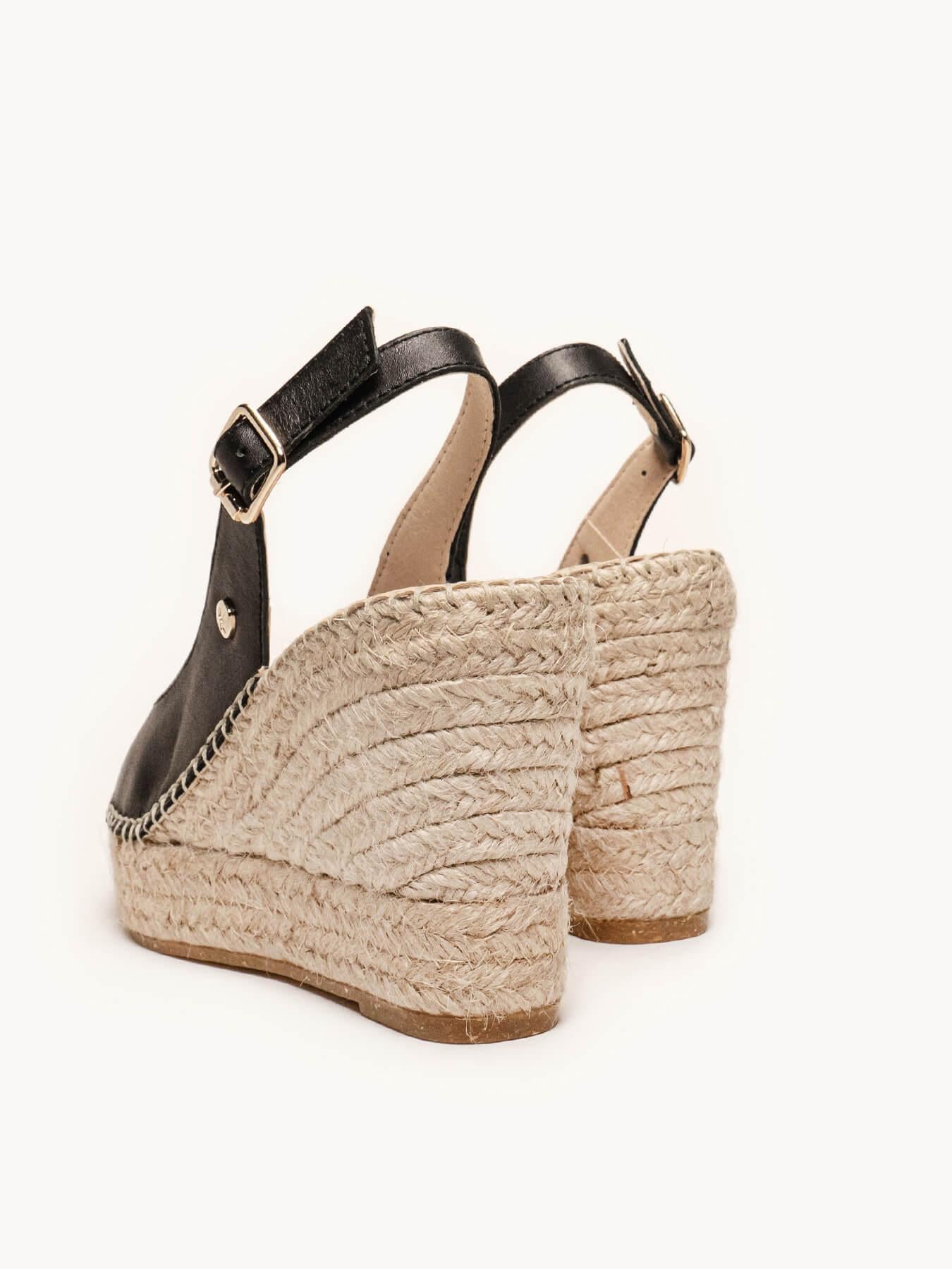 Sandália Anabela Alta Clavel Napa Preto