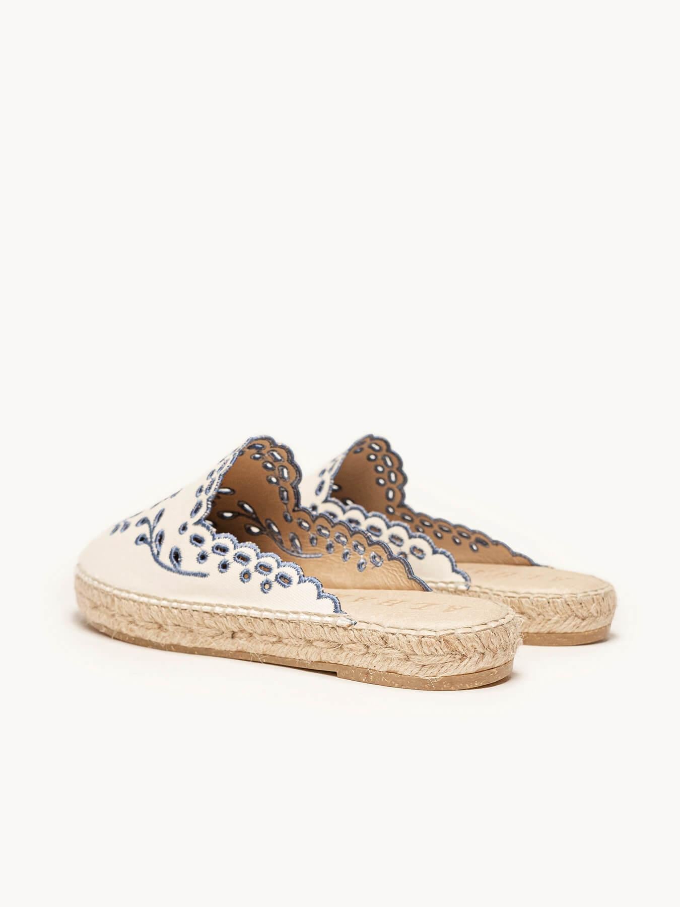 Mule Loto Lona Bordada Azul Jeans