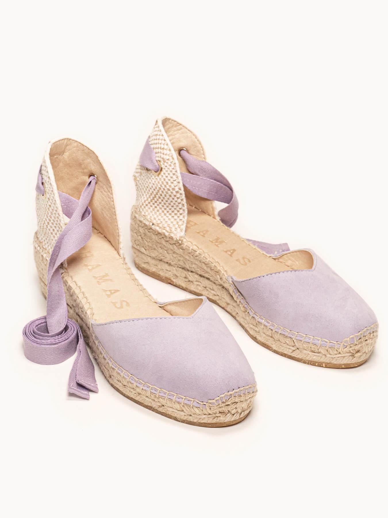 Sandália Romero Anabela 5 cm Camurça Lilás