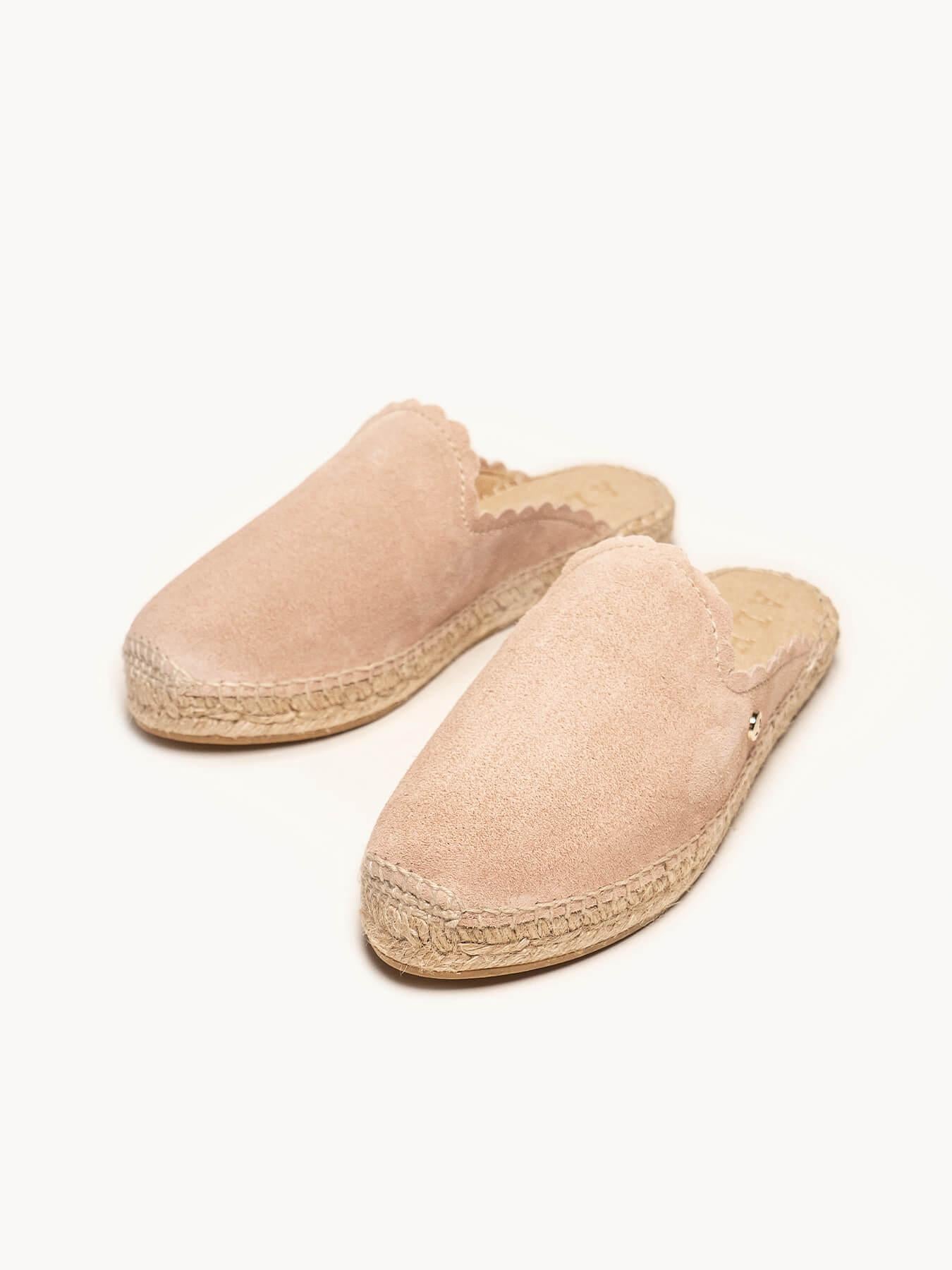 Mule Loto Camurça Ondas Rosa Claro