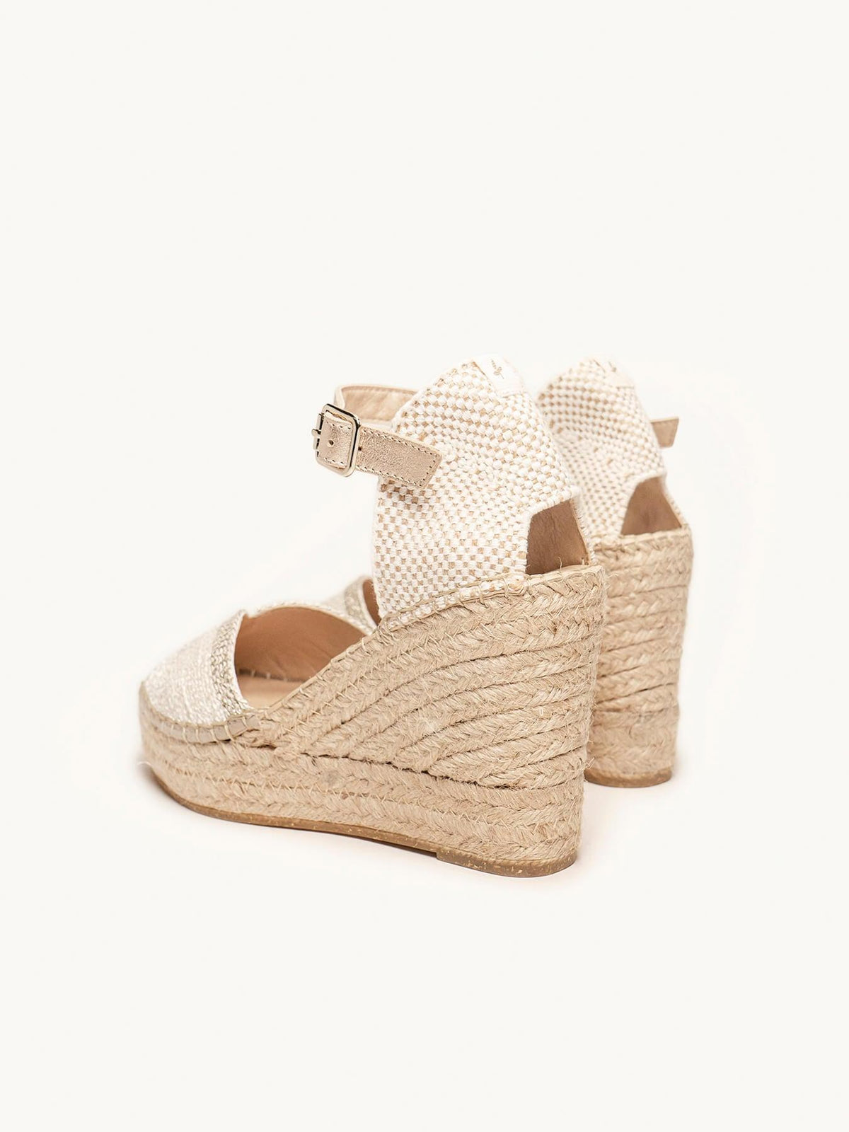 Sapatilha Alelí Anabela 10 cm Corda Branco