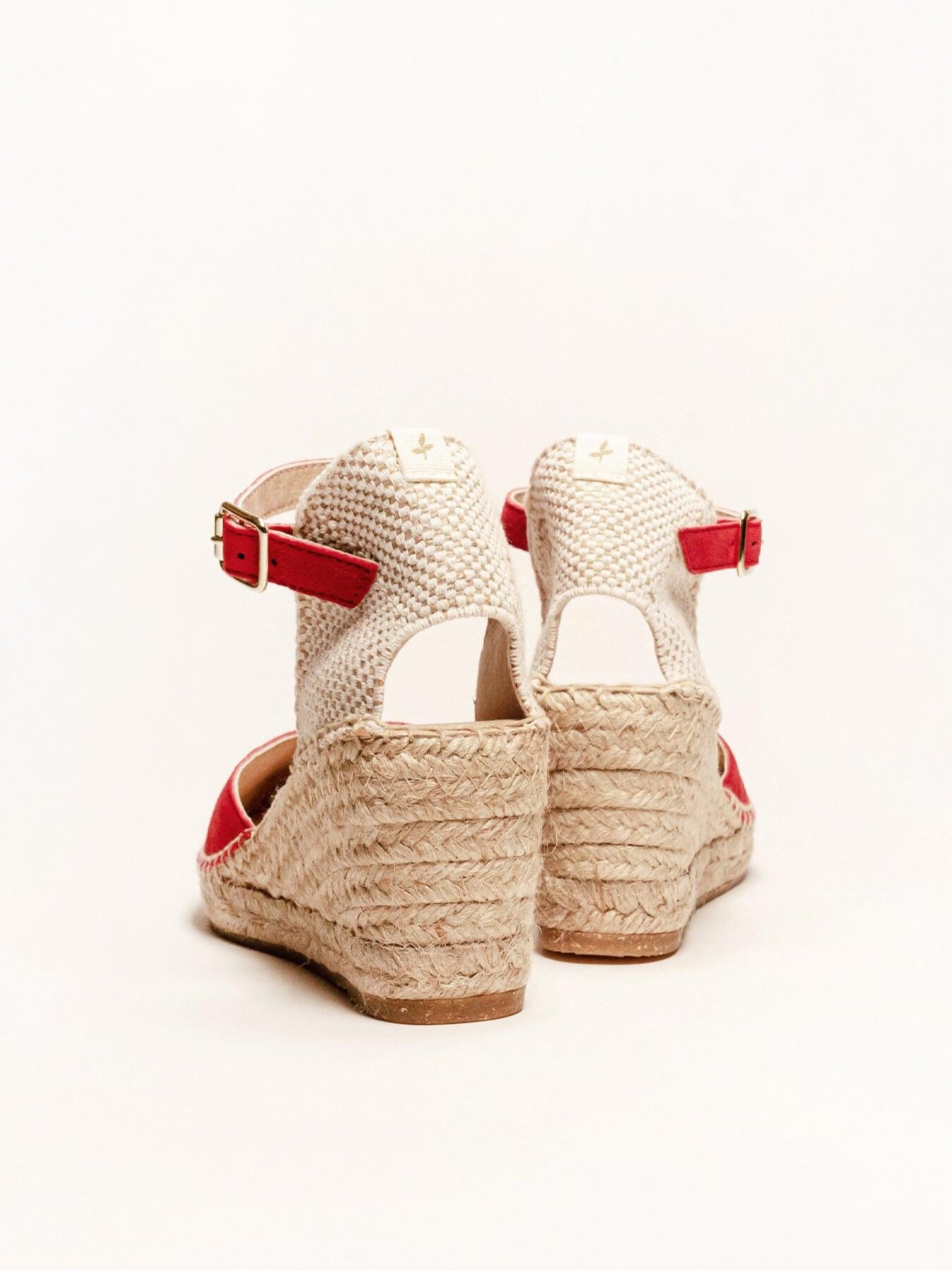 Sandália Jara Anabela 7 cm Camurça Vermelho