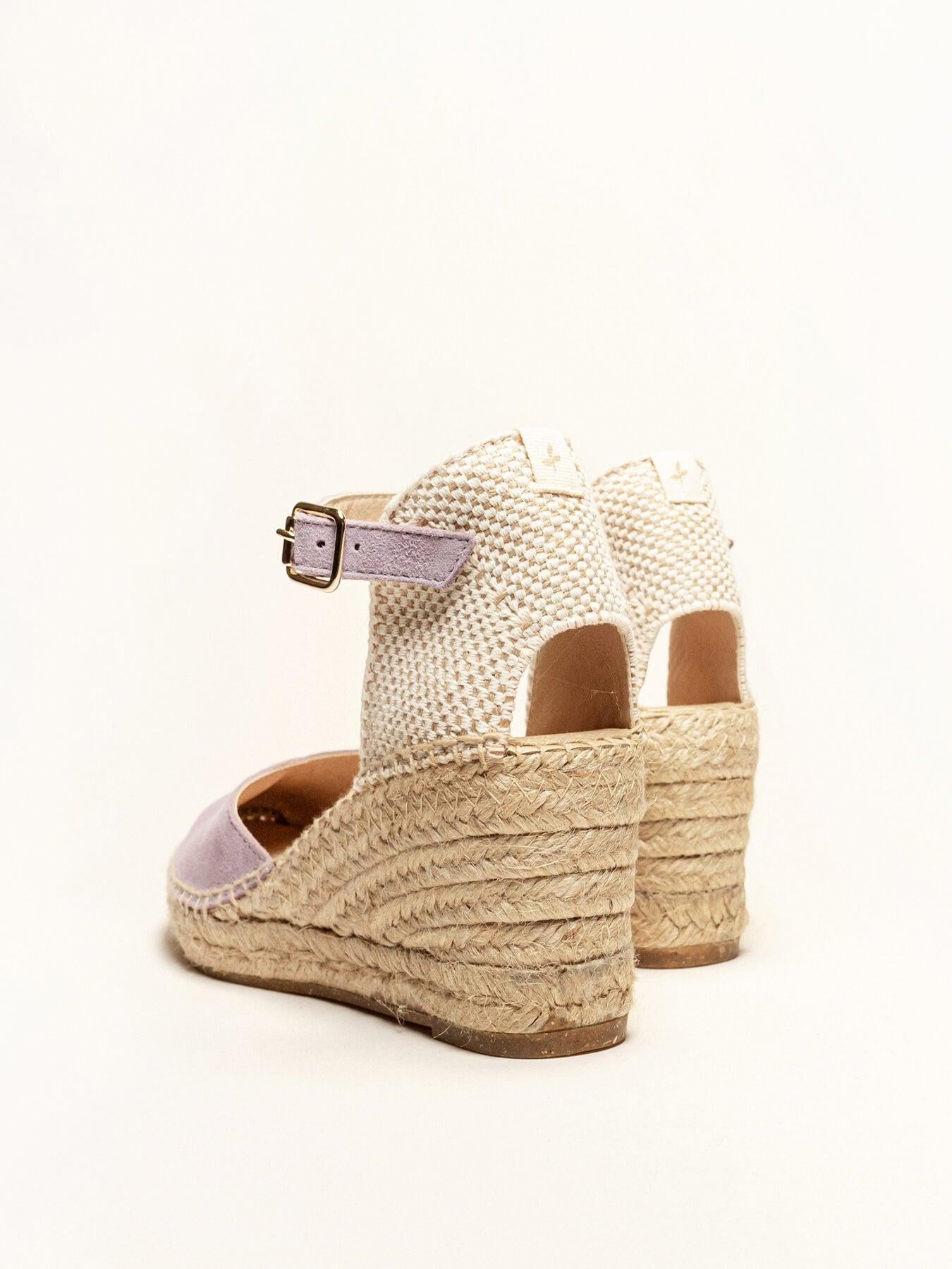 Sandália Anabela Média Jara Camurça Lilás