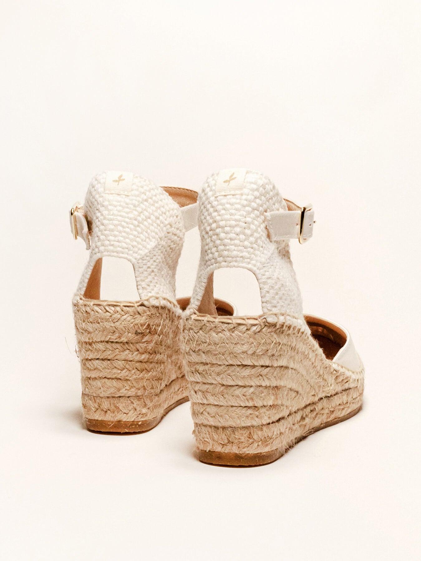 Sandália Anabela Média Dalia Cetim Branco