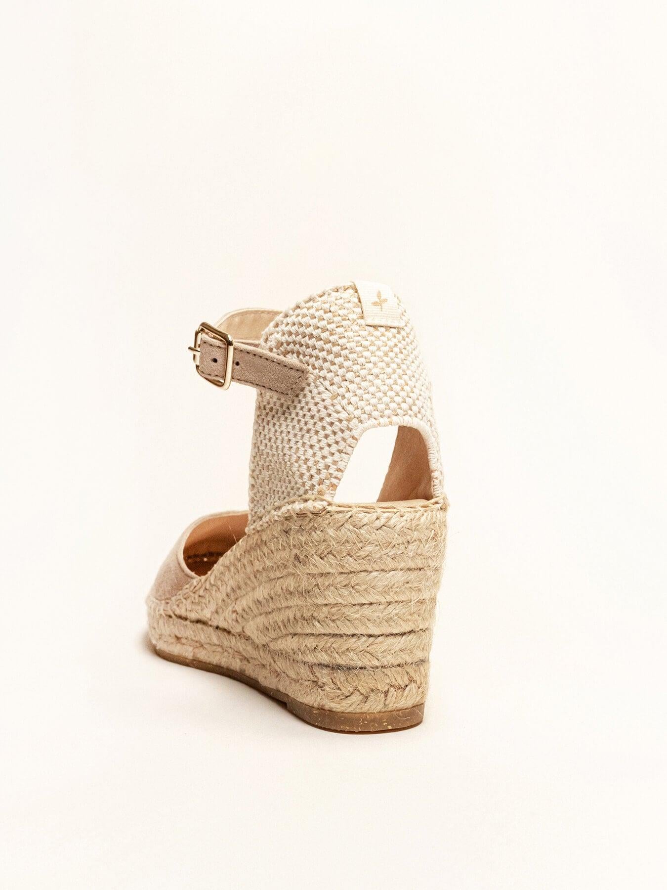 Sandália Jara Anabela 7 cm Camurça Pedra