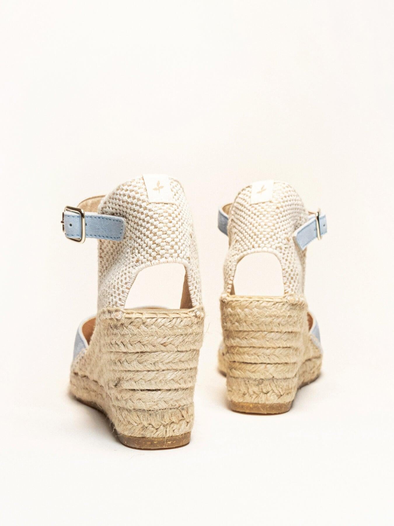 Sandália Anabela Média Jara Camurça Azul Claro