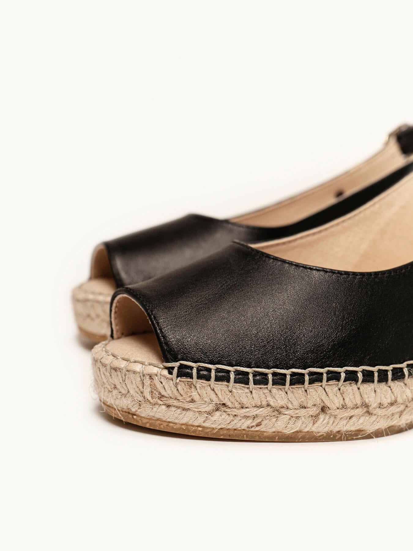 Sandália Anabela Baixa Clavel Napa Preto