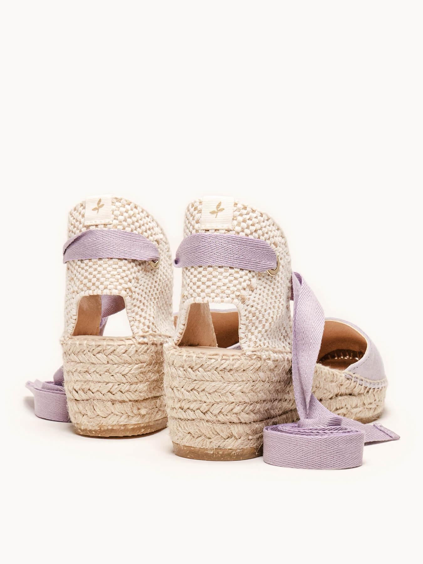 Sandália Romero Anabela 5 cm Camurça Lilás
