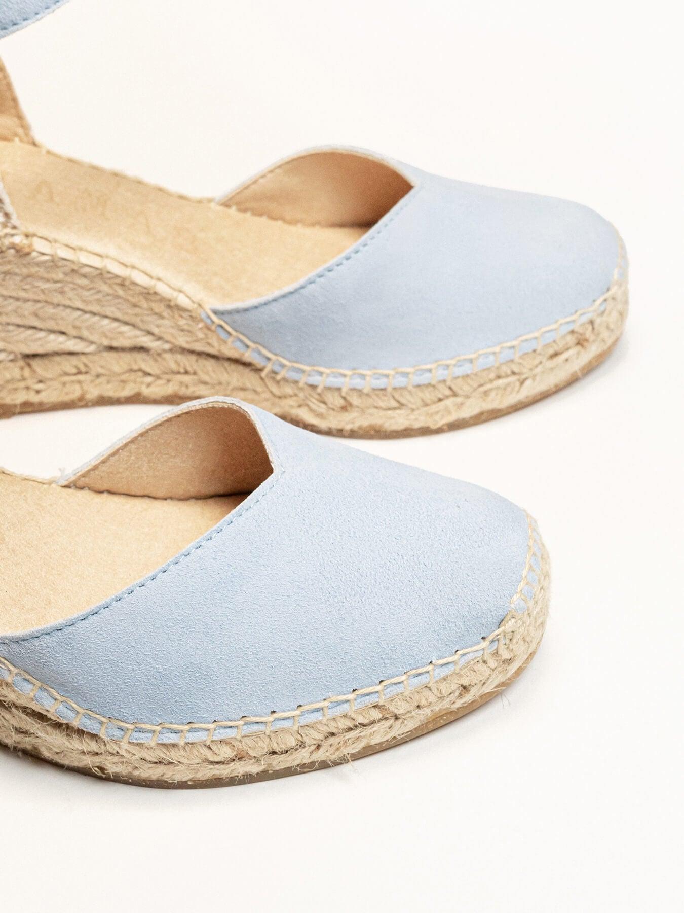 Sandália Anabela Média Jara Camurça Azul Claro