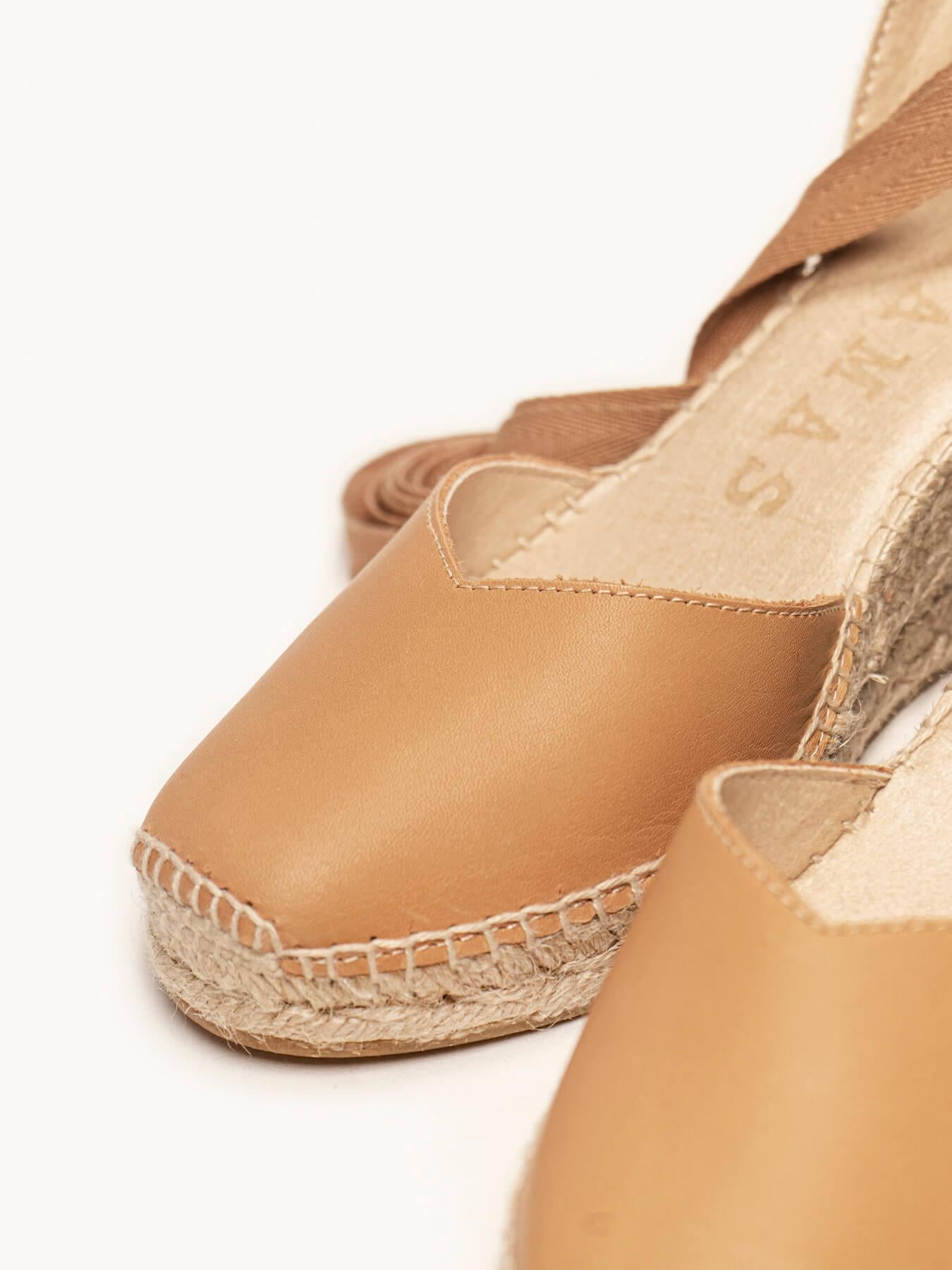 Sandália Anabela Média Romero Napa Marrom Claro