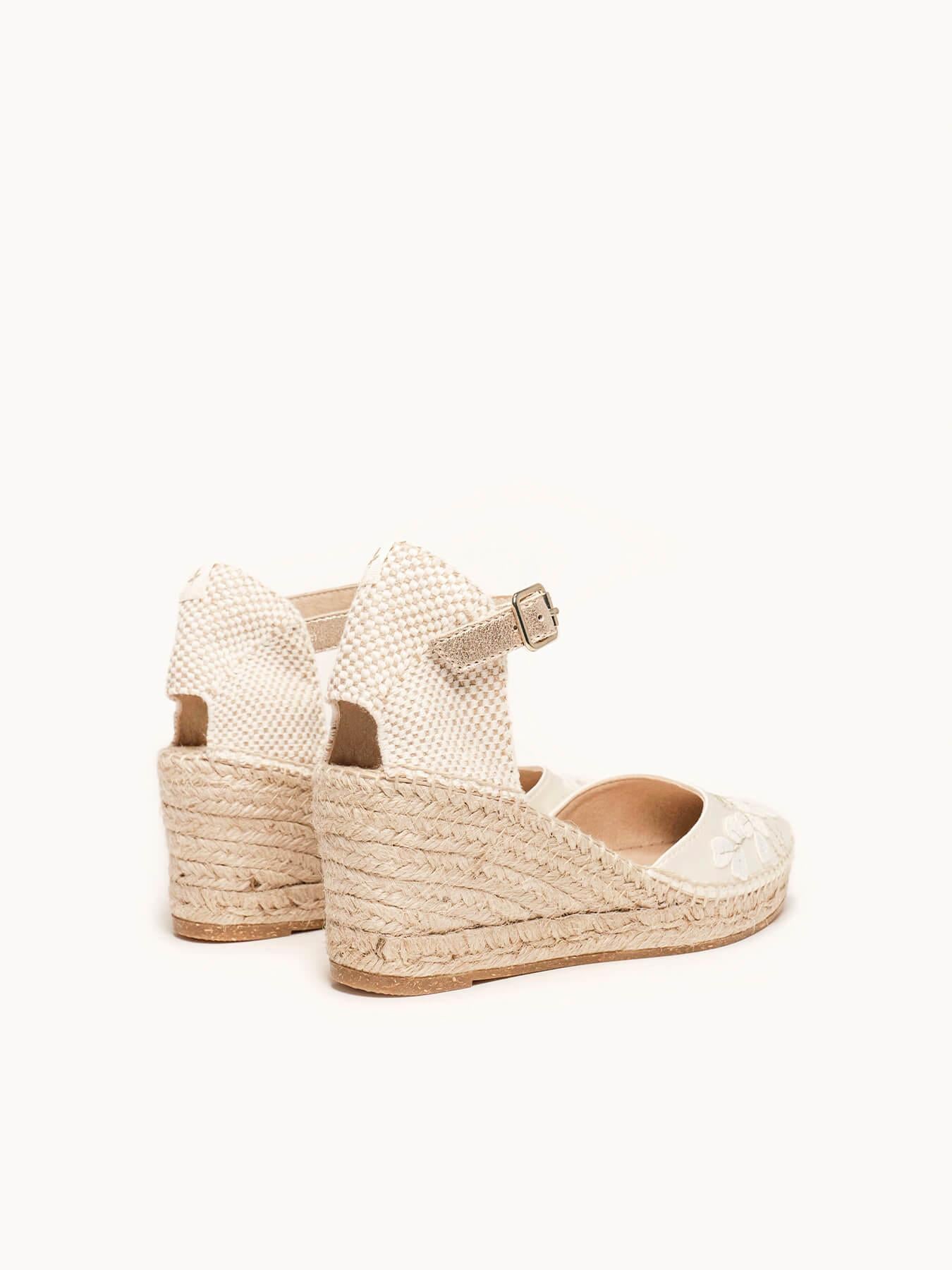 Sandália Dalia Anabela 7 cm Cetim Branco