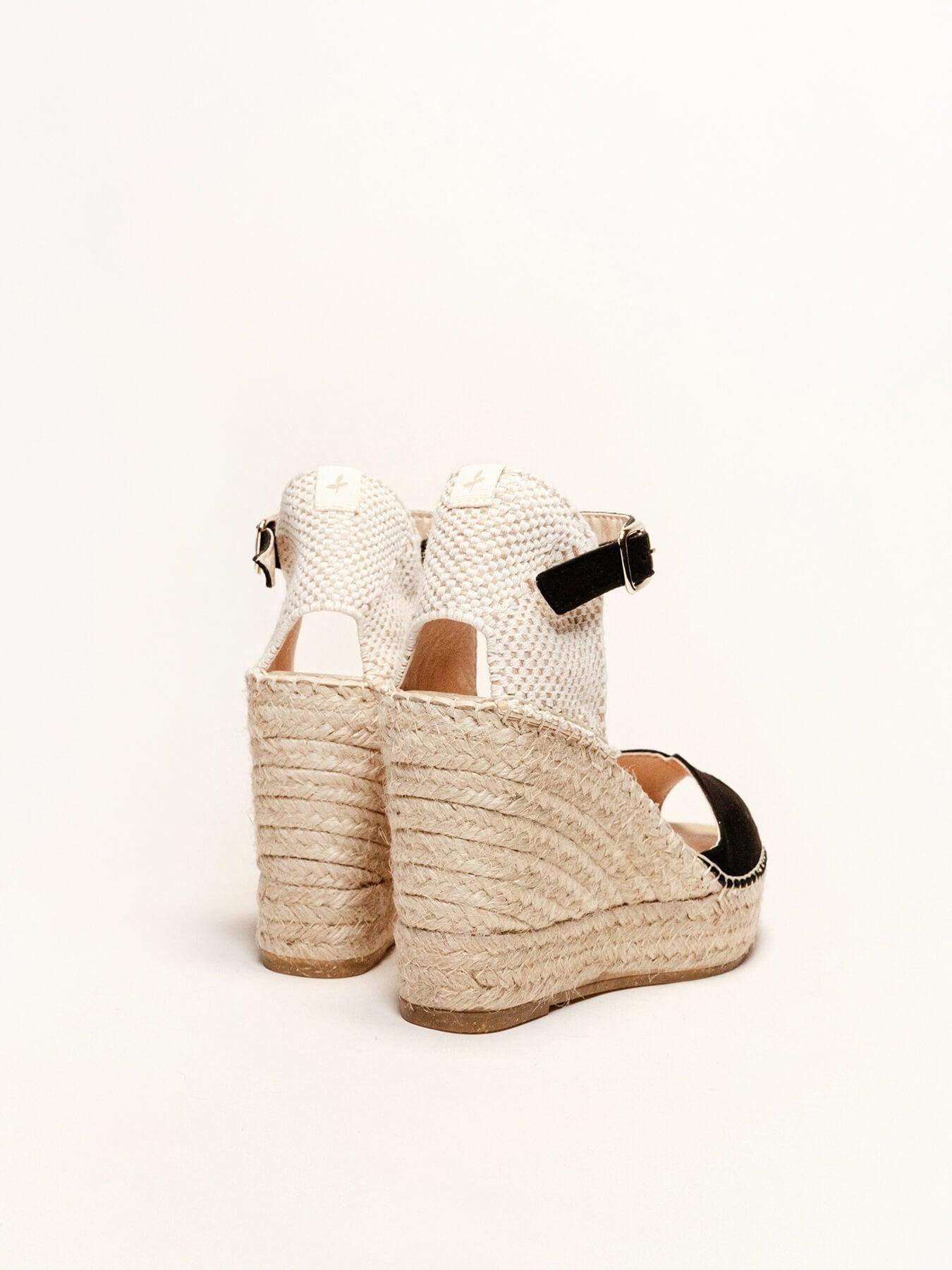 Sandália Anabela Alta Alelí Camurça Preto