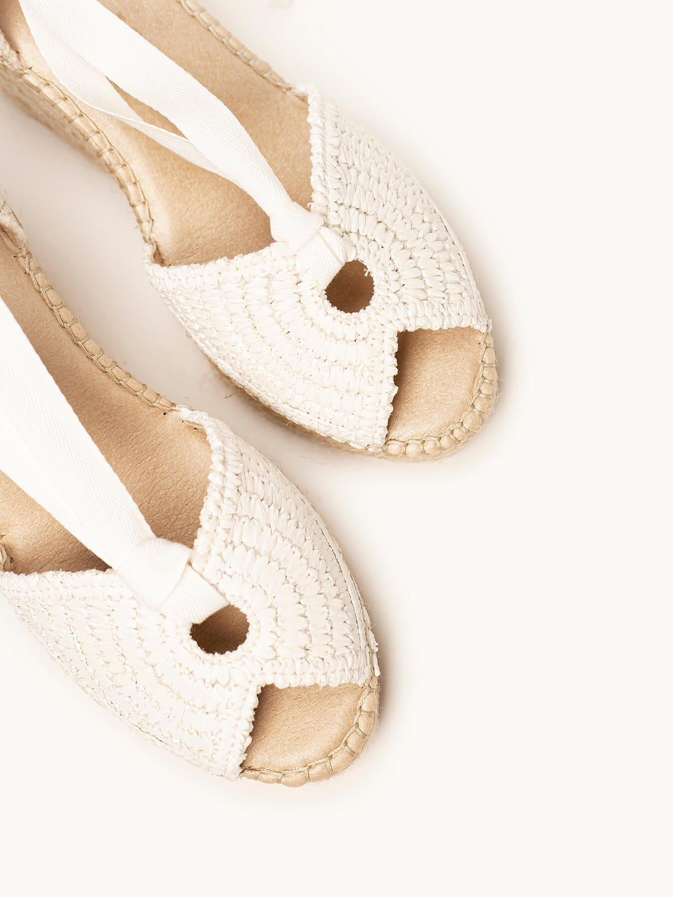 Sandália Lirio Anabela 10 cm Ráfia Branco