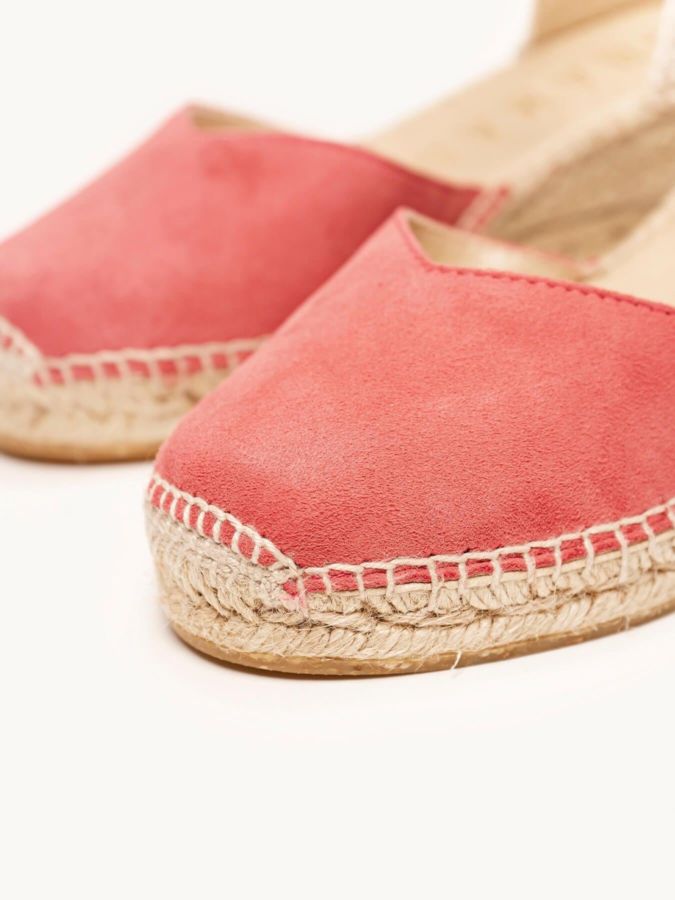 Sandália Jara Anabela 5 cm Camurça Rosa Oscuro