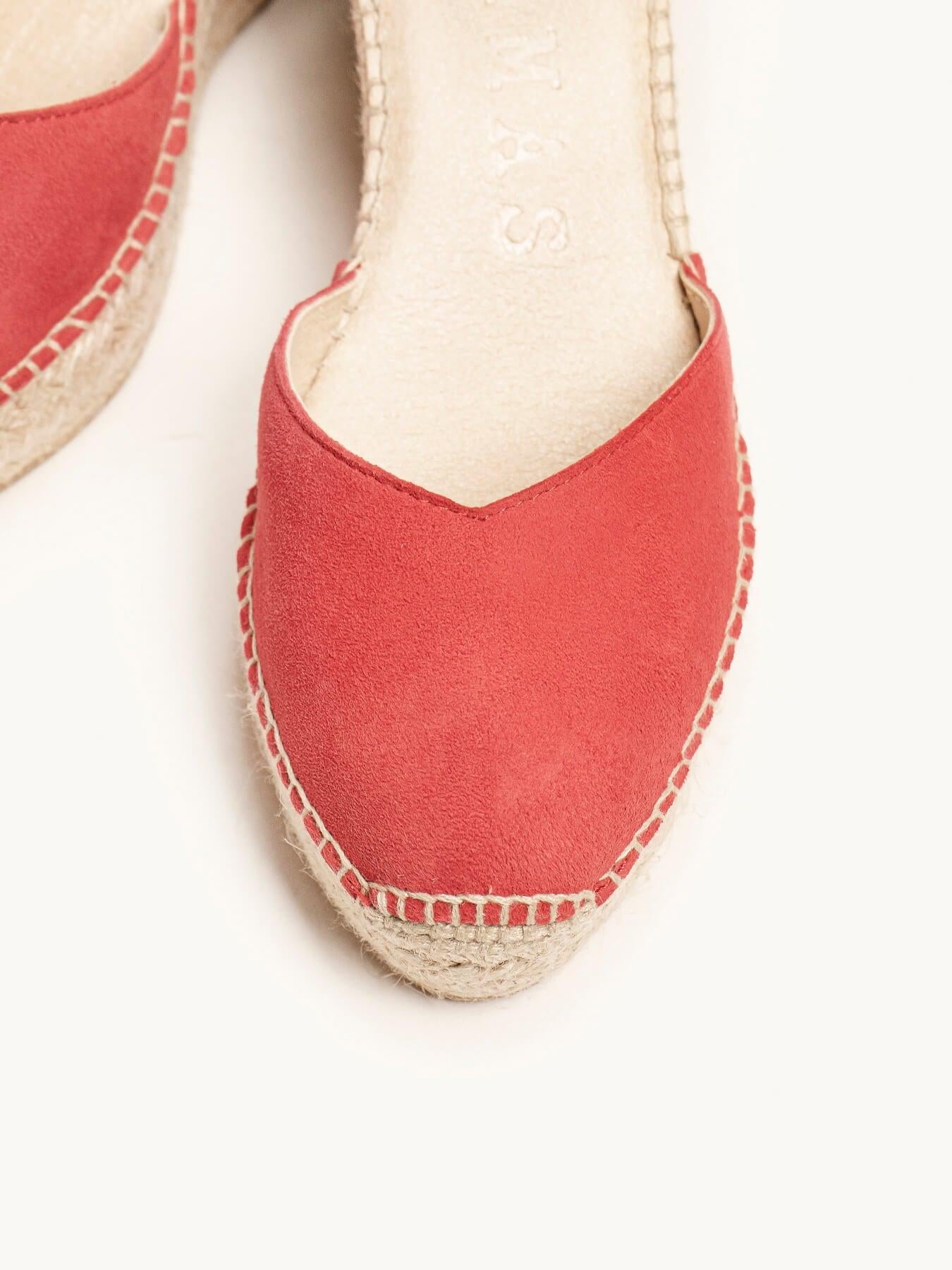 Sandália Jara Anabela 8 cm Camurça Vermelho