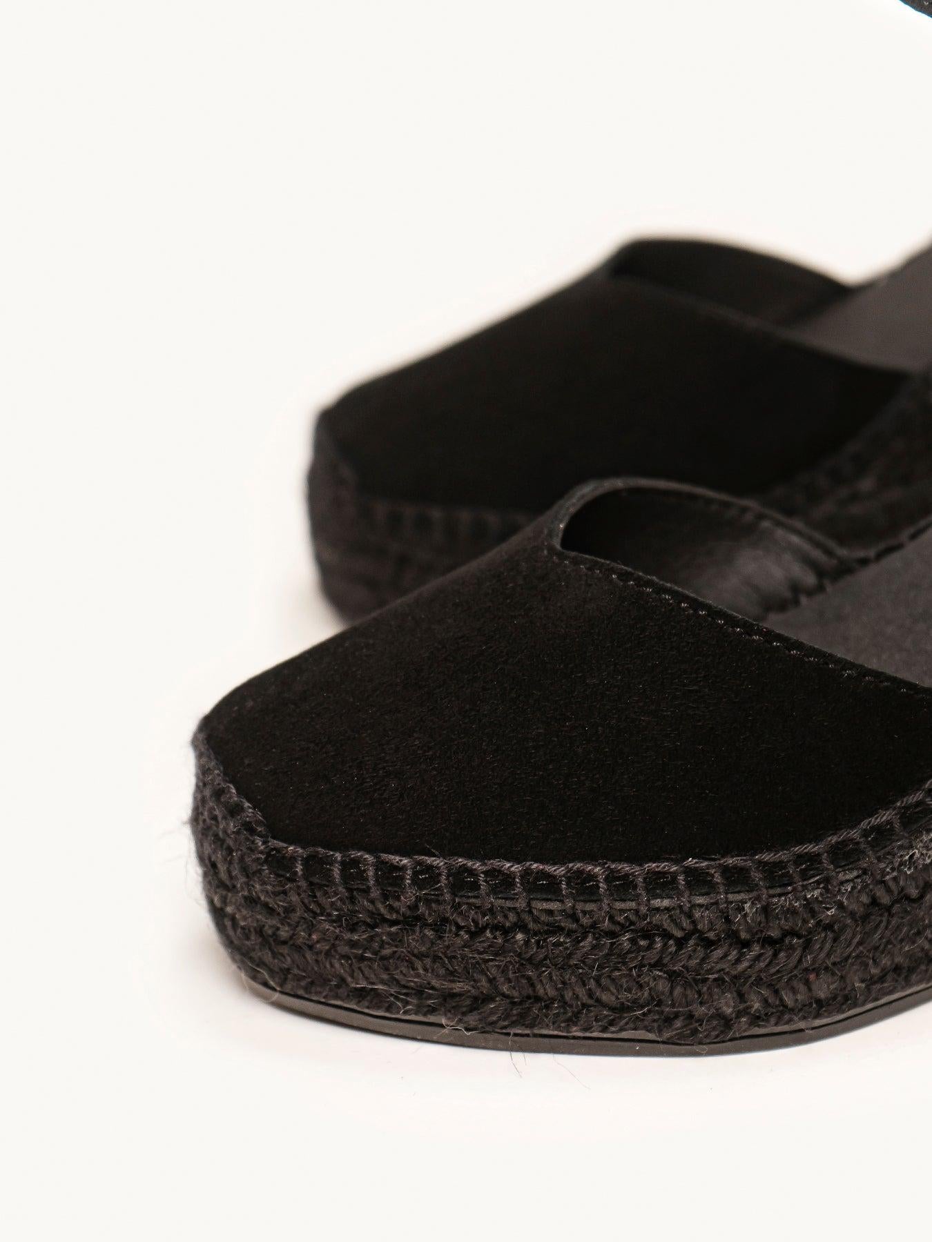 Sandália Jara Anabela 10 cm Camurça Preto