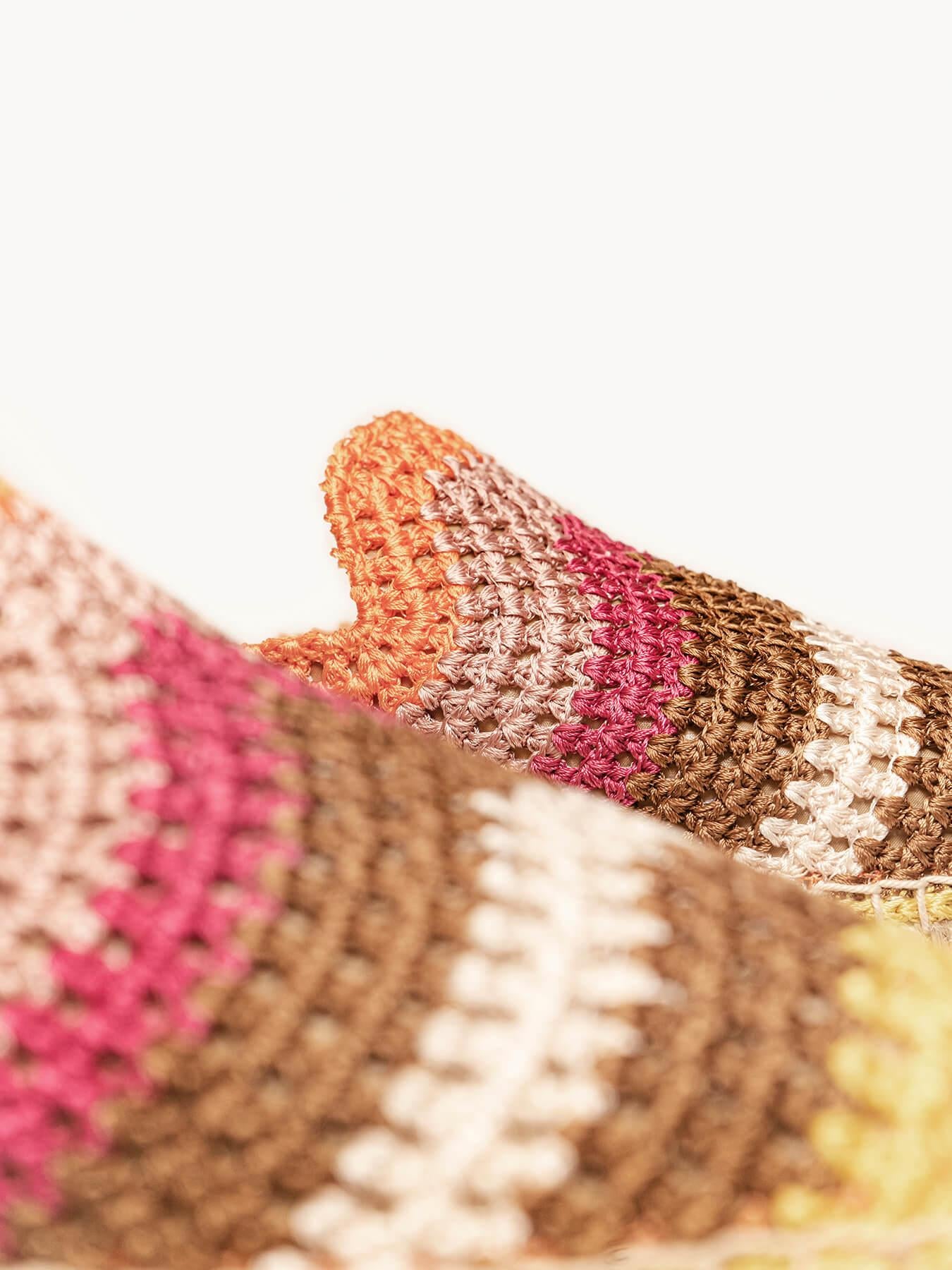 Sapatilha Plana Loto Crochê Listras Laranja