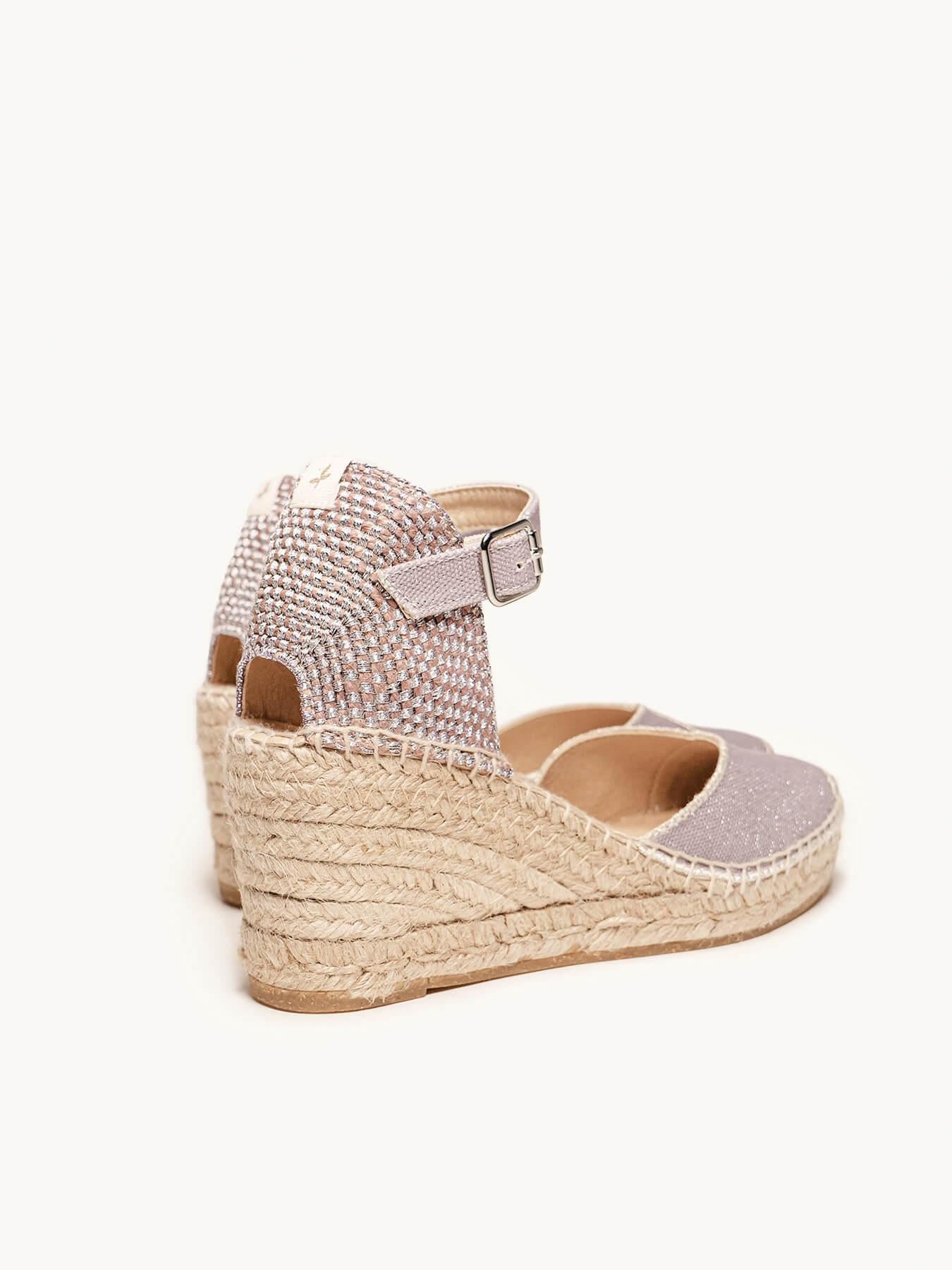 Sandália Jara Anabela 7 cm Lona Lilás