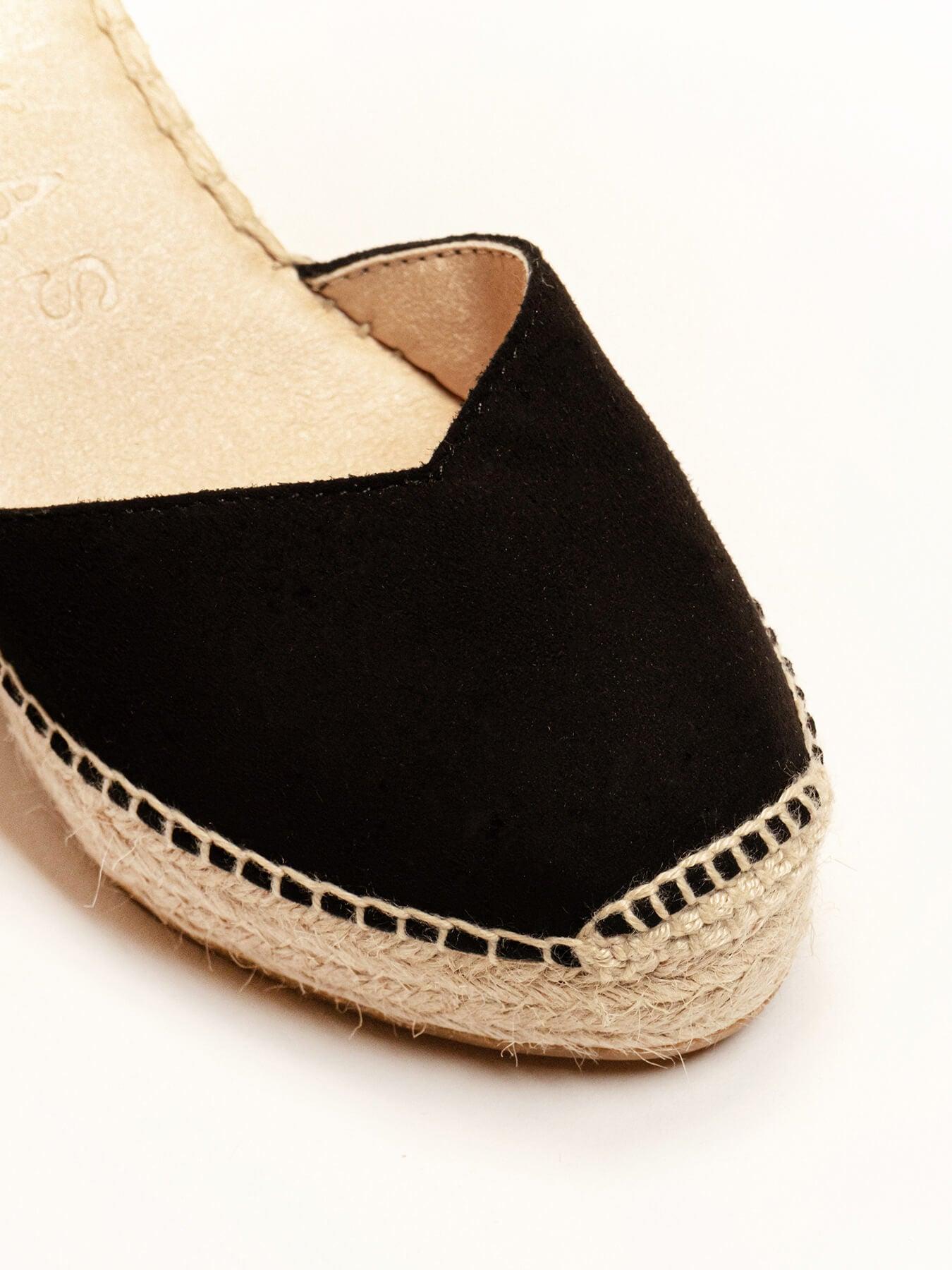 Sandália Jara Anabela 10 cm Camurça Preto