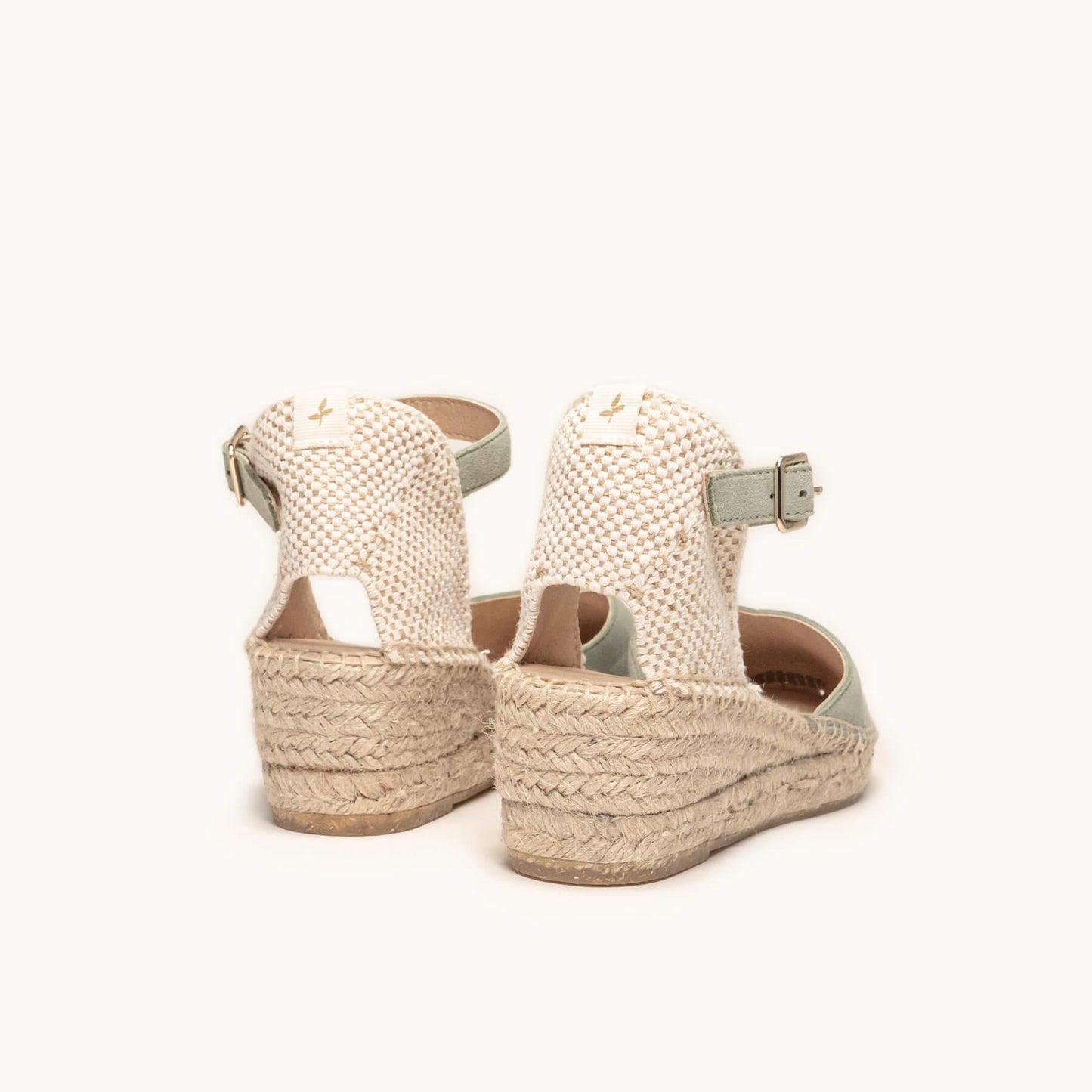 Sandália Anabela Baixa Jara Camurça Verde Claro