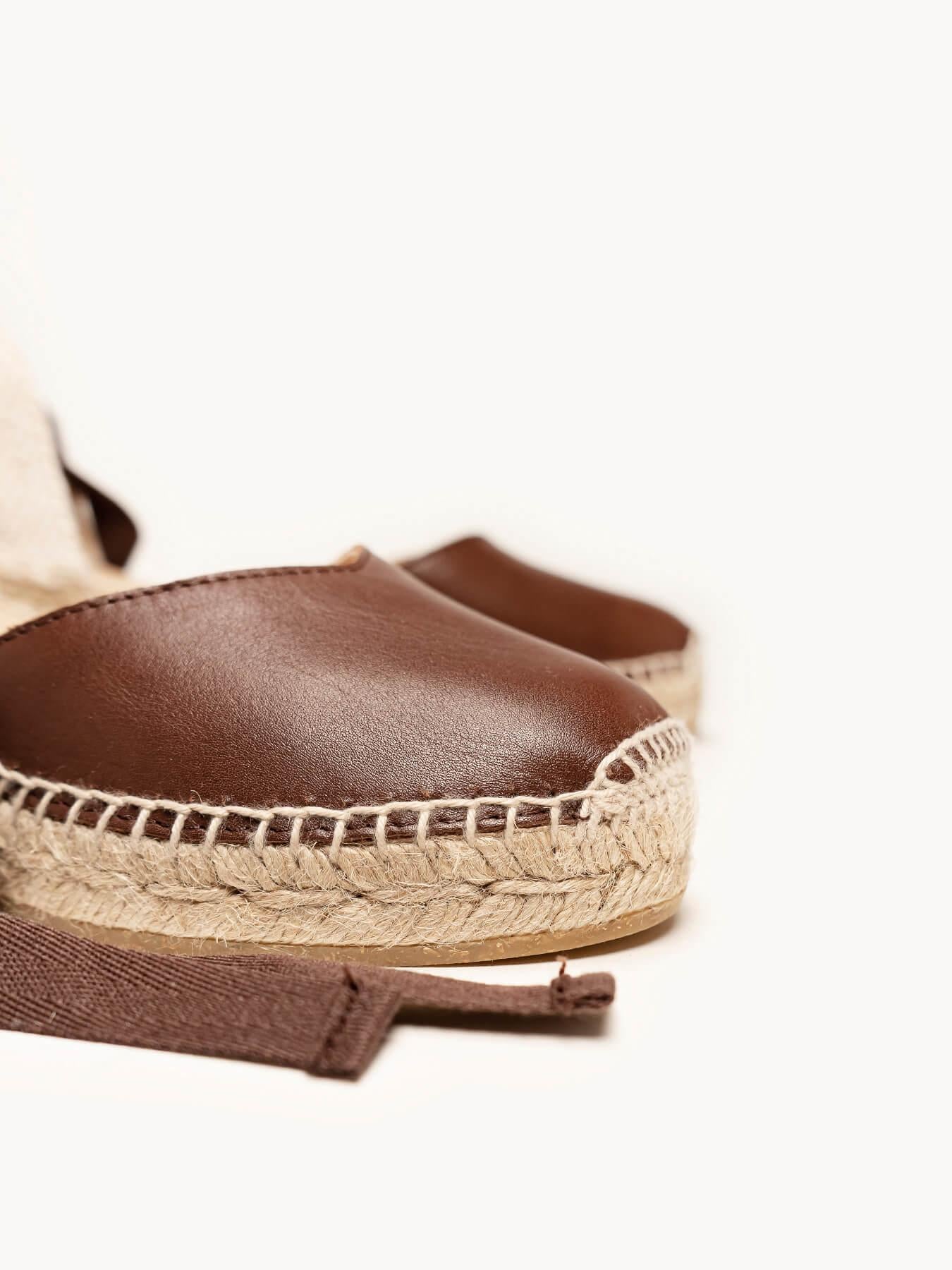 Sandália Romero Anabela 5 cm Napa Marrom Escuro