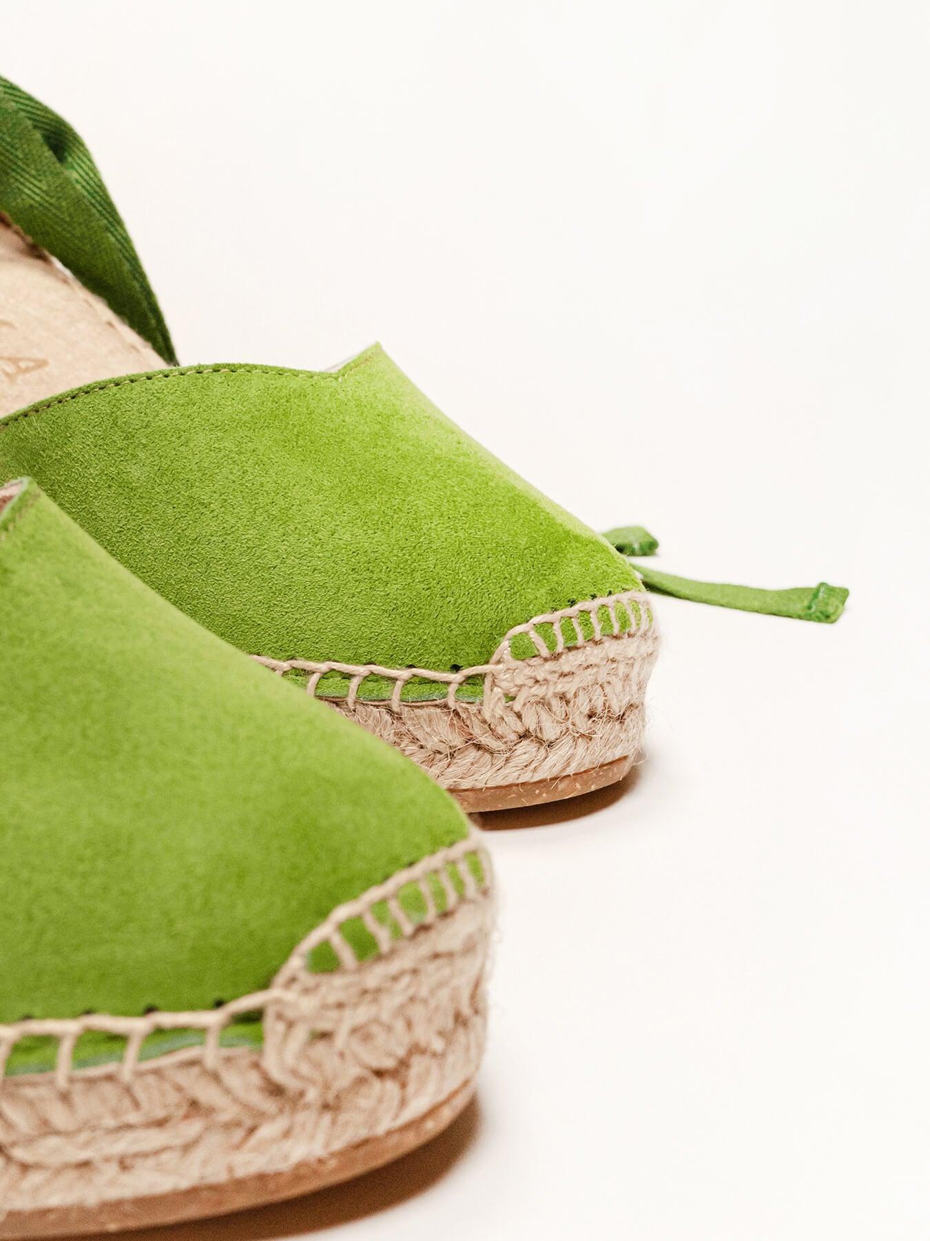 Sandália Romero Anabela 7 cm Camurça Verde