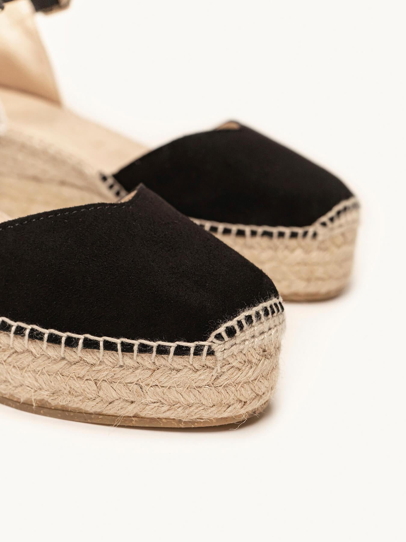 Sandália Jara Anabela 6 cm Camurça Preto