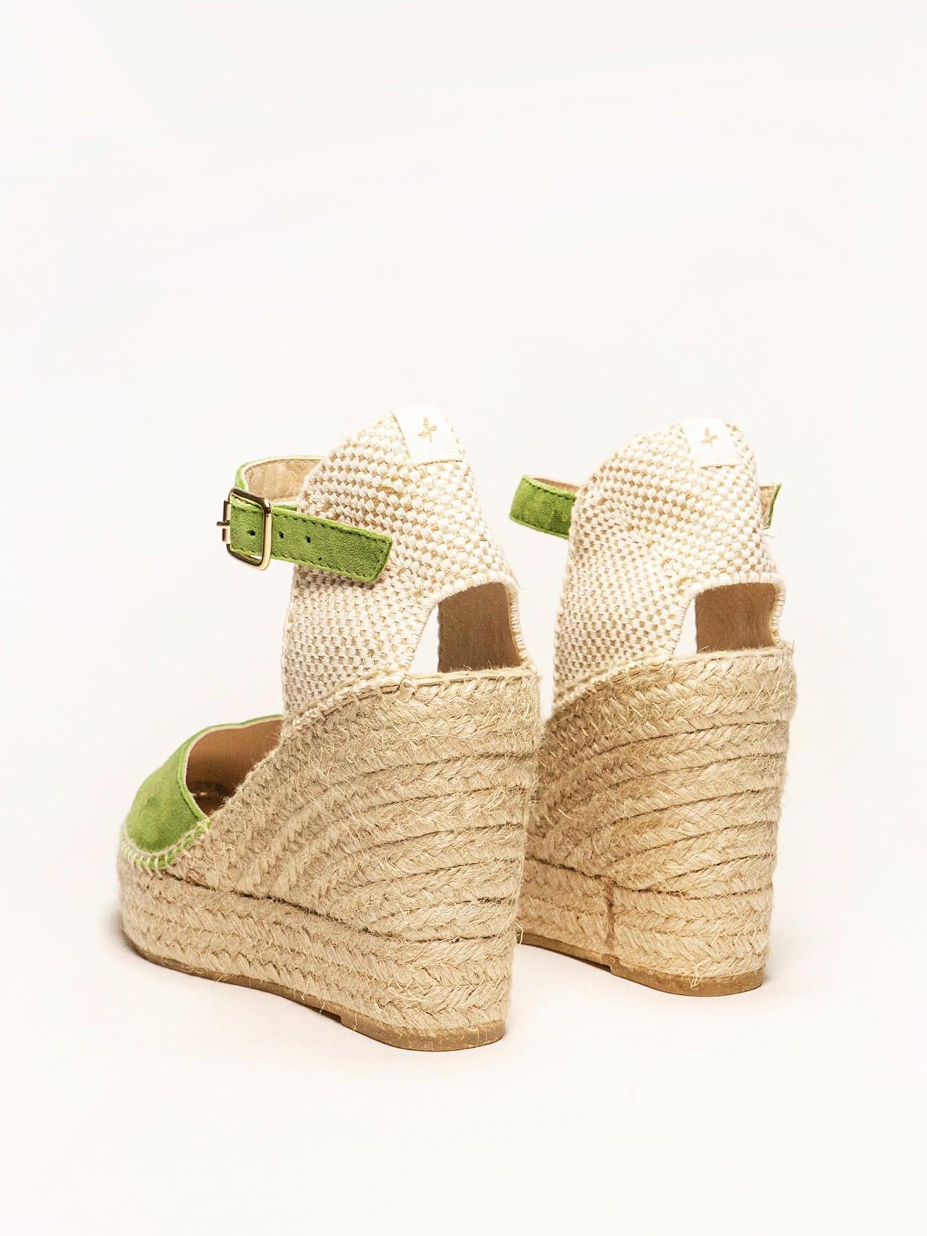 Sandália Anabela Alta Jara Camurça Verde