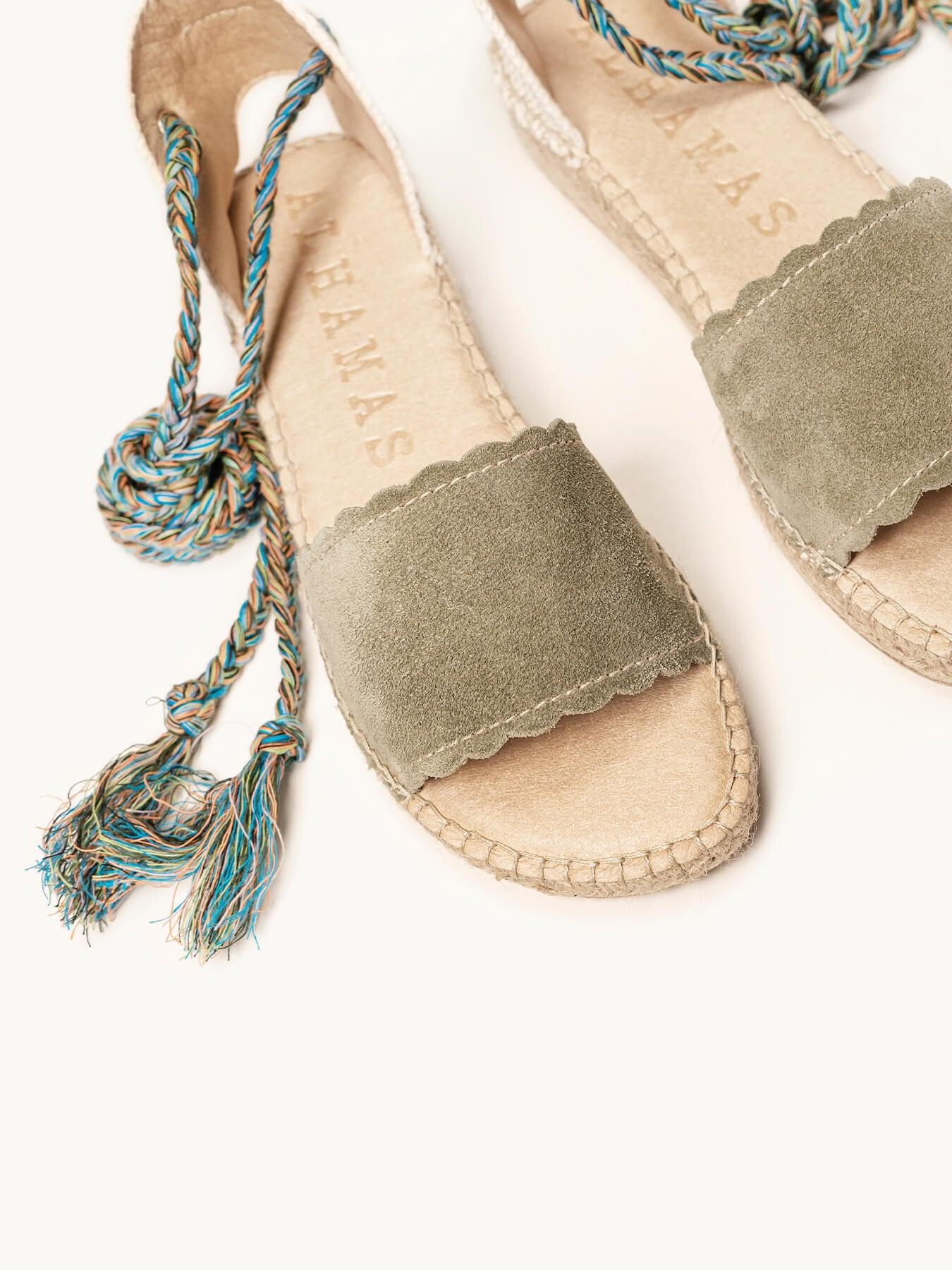 Sandália Aulaga Camurça Ondas Verde Claro