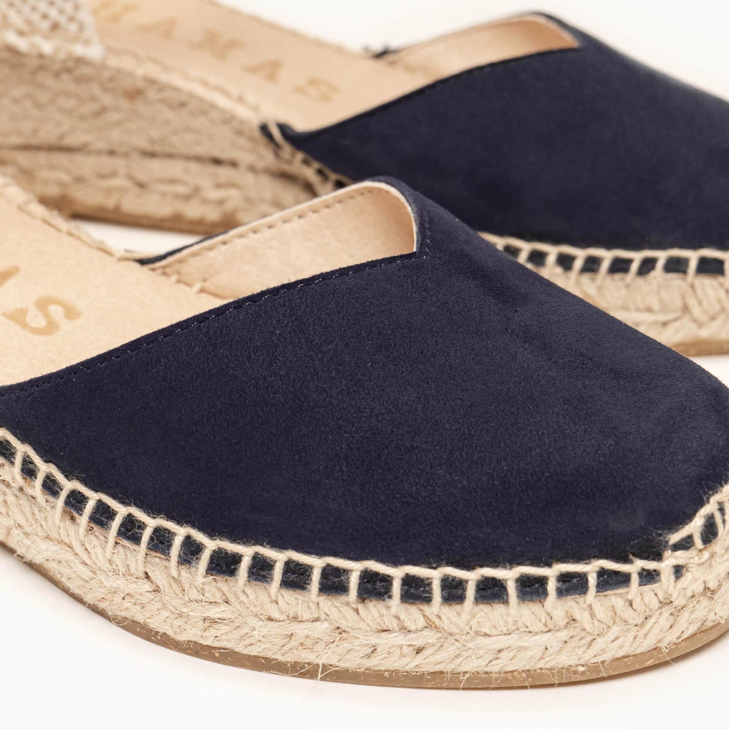 Sandália Anabela Baixa Jara Camurça Azul Marinho