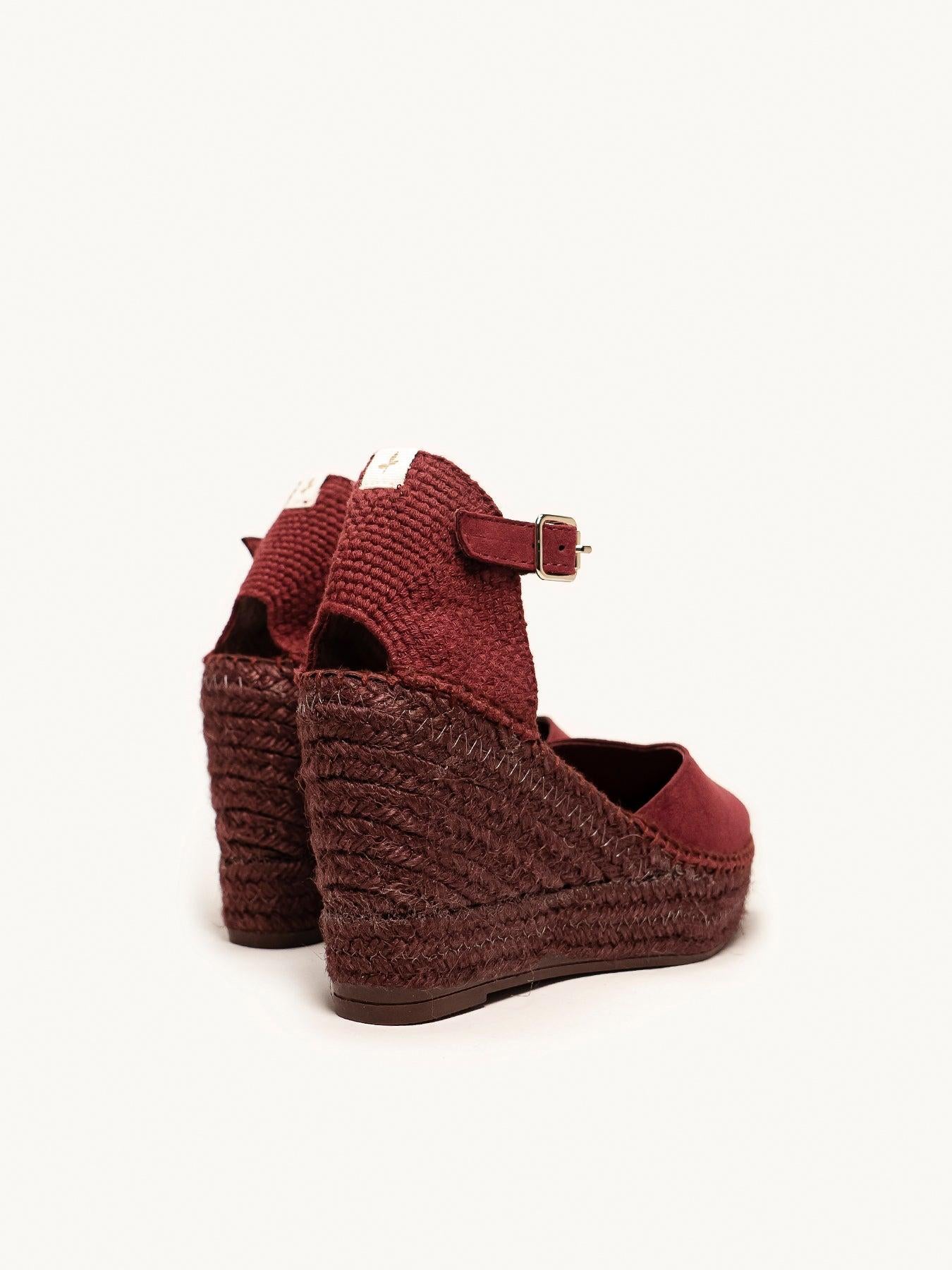 Sandália Jara Anabela 10 cm Camurça Granada