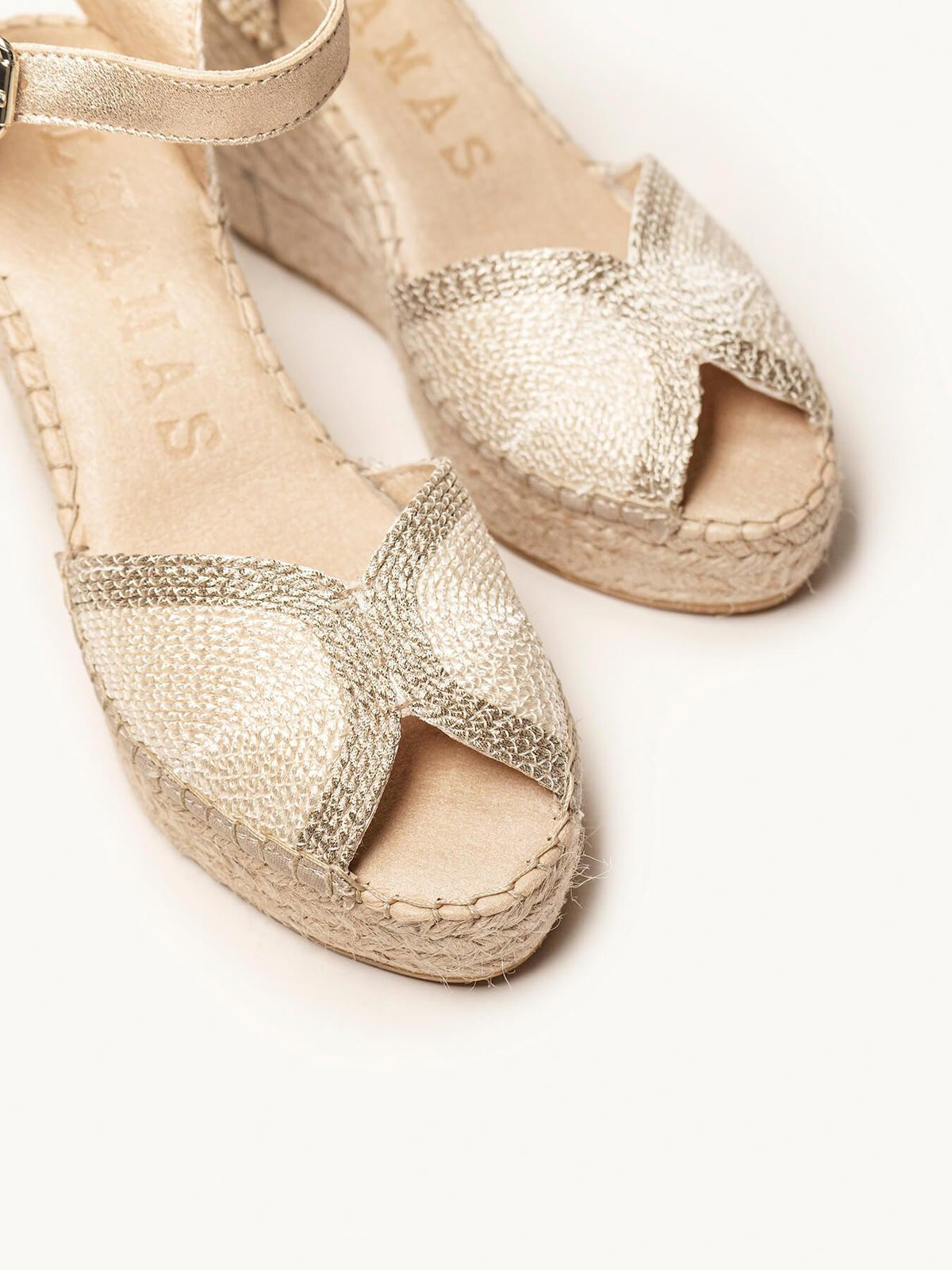Sapatilha Alelí Anabela 10 cm Corda Branco