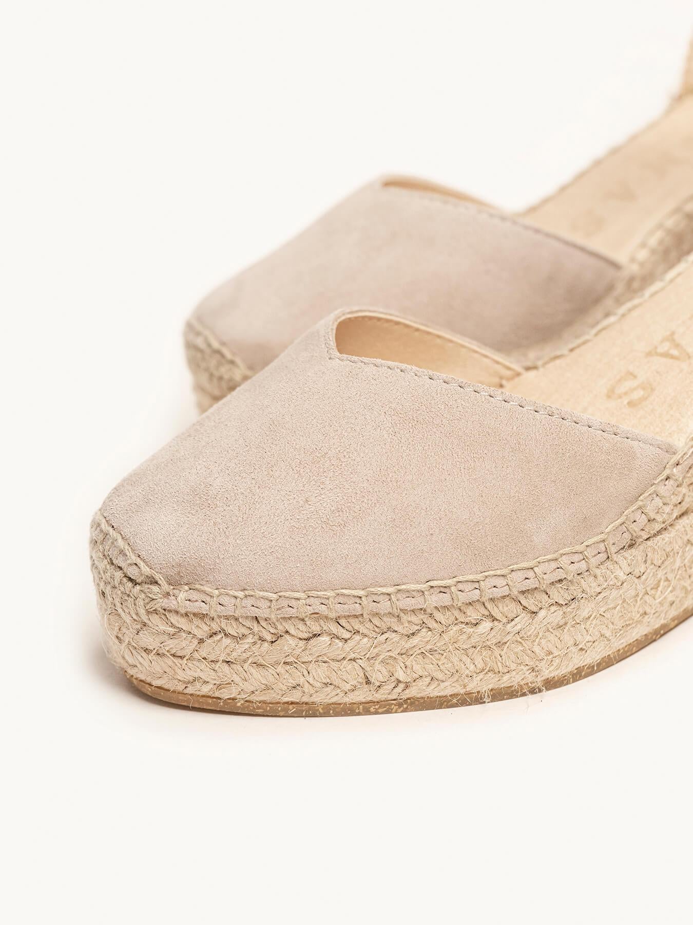 Sandália Anabela Média Plataforma Jara Camurça Pedra