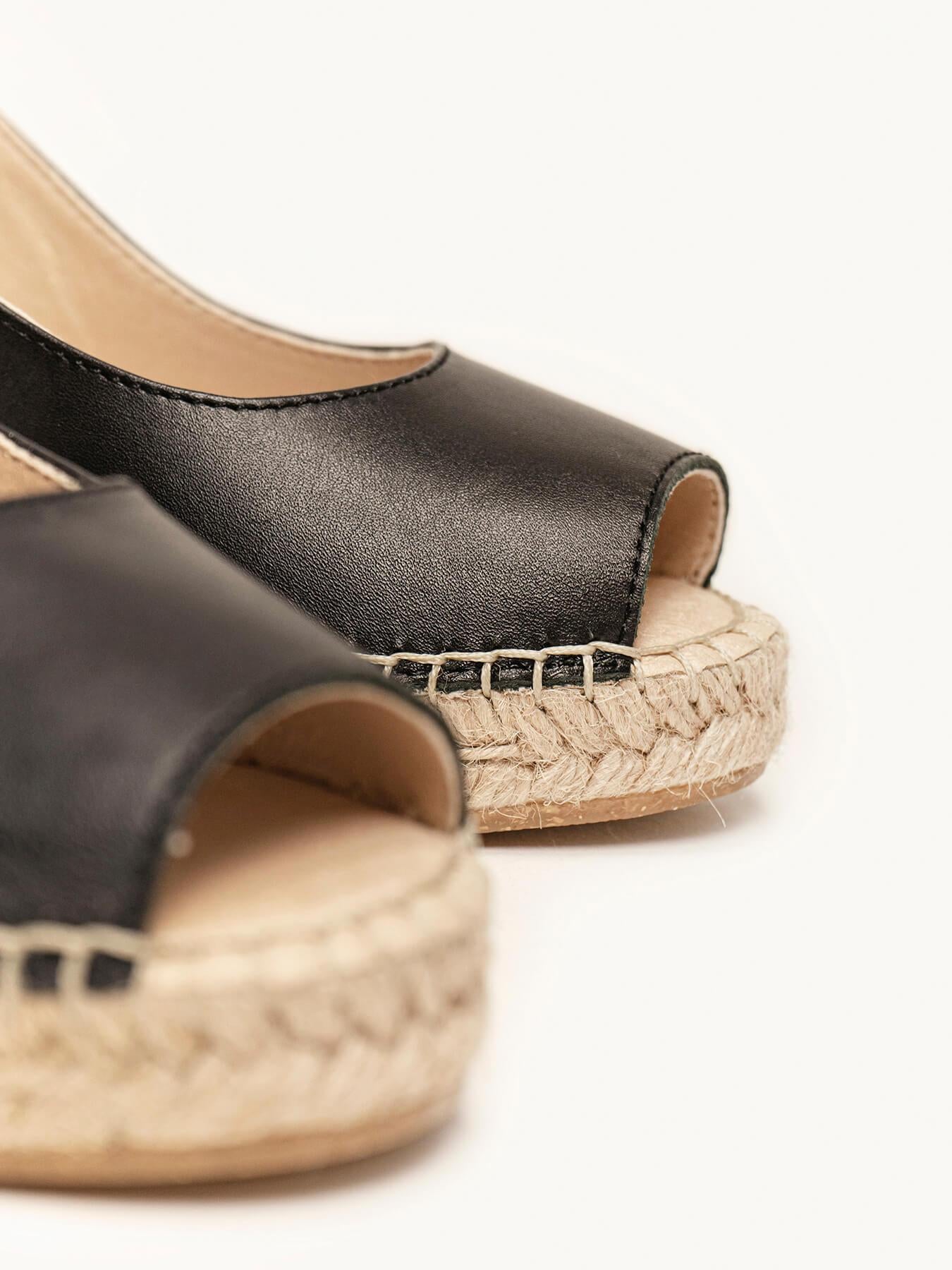 Sandália Clavel Anabela 7 cm Napa Preto