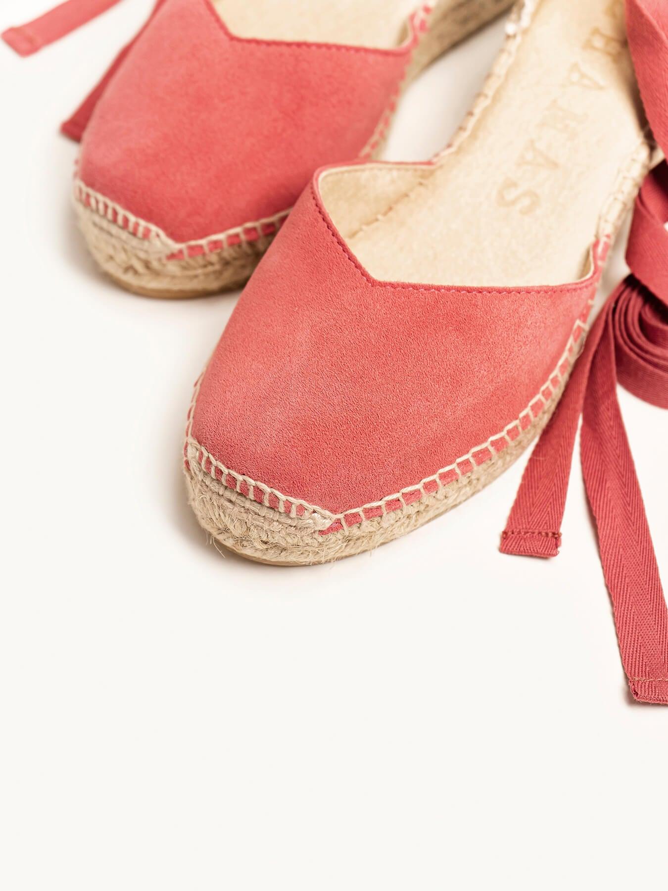 Sandália Romero Anabela 5 cm Camurça Rosa Escuro